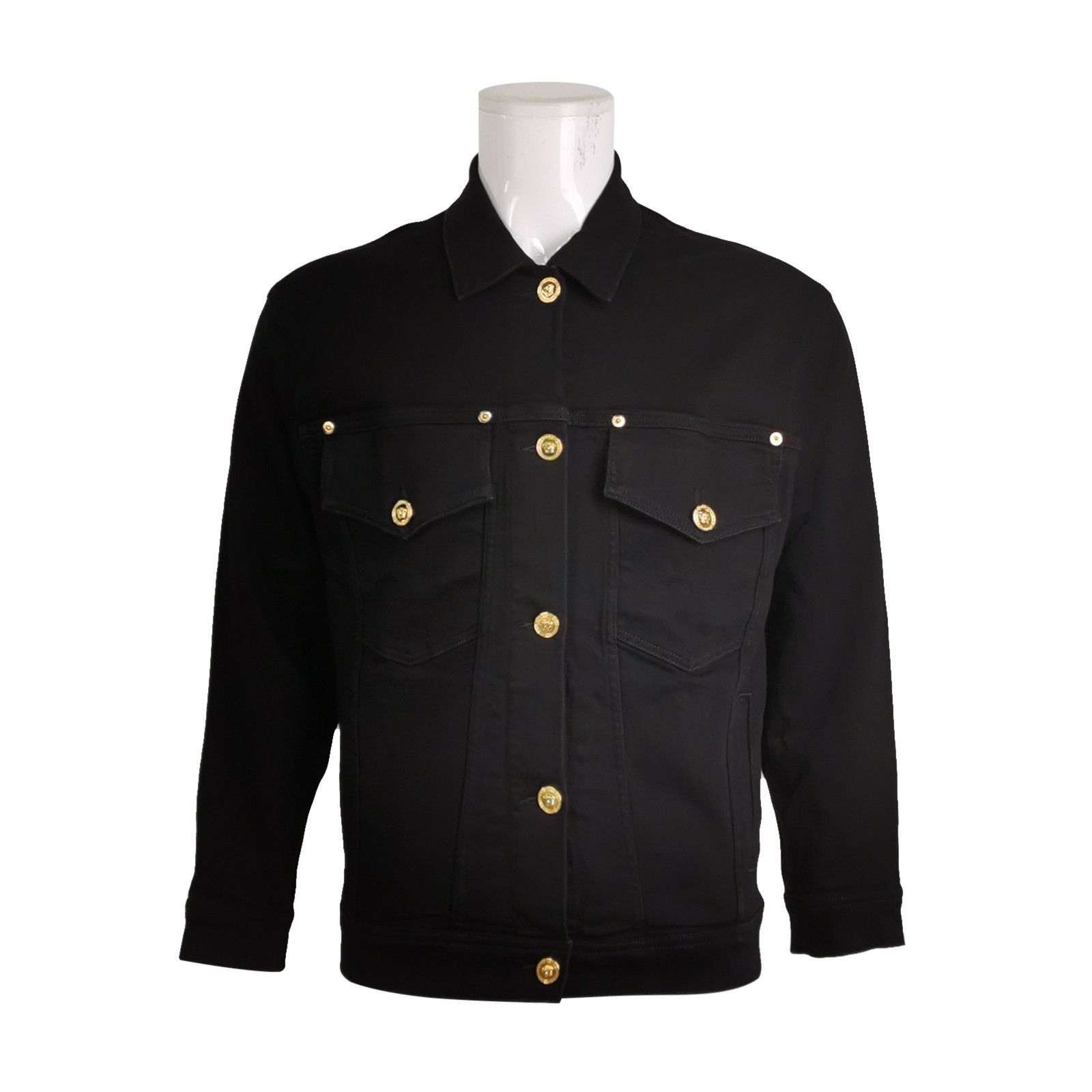 Versace Versace Black Cotton Jacket with Gold Buttons Size US XXS / EU 40 - 1 Thumbnail