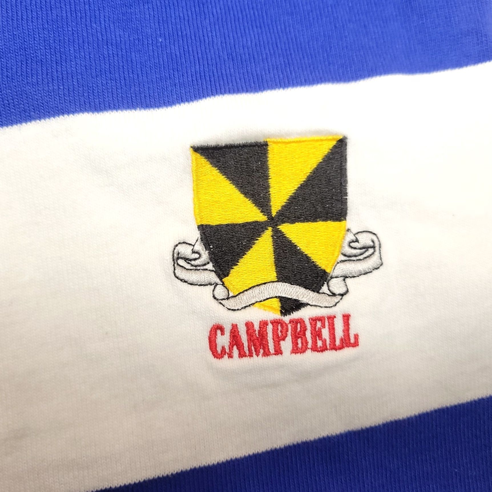 Vintage VINTAGE Outer Banks Rugby Shirt Men Large Blue White Stripe Campbell Crest Heavy Weather Size US L / EU 52-54 / 3 - 2 Thumbnail