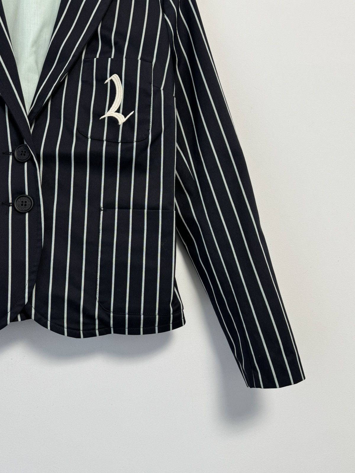 Lacoste LACOSTE Womens 2 Button Blazer Jacket Medium Black Striped Size M / US 6-8 / IT 42-44 - 3 Thumbnail