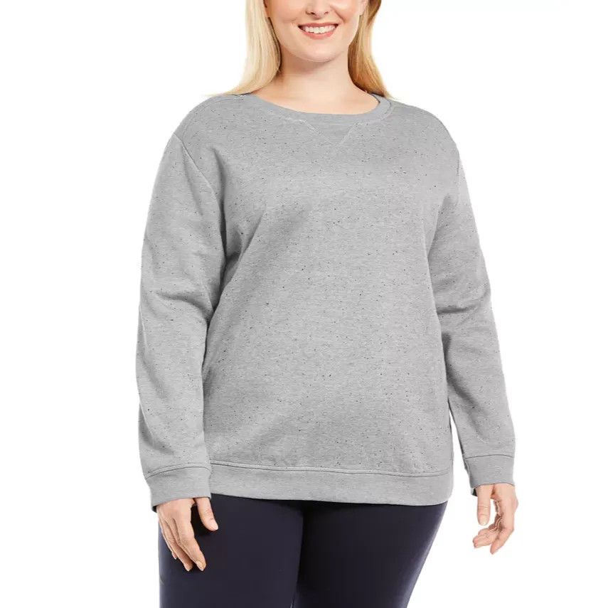 Other Karen Scott Plus Size Crewneck Sweatshirt, Smoke Gray Heathe Size ONE SIZE - 1 Thumbnail