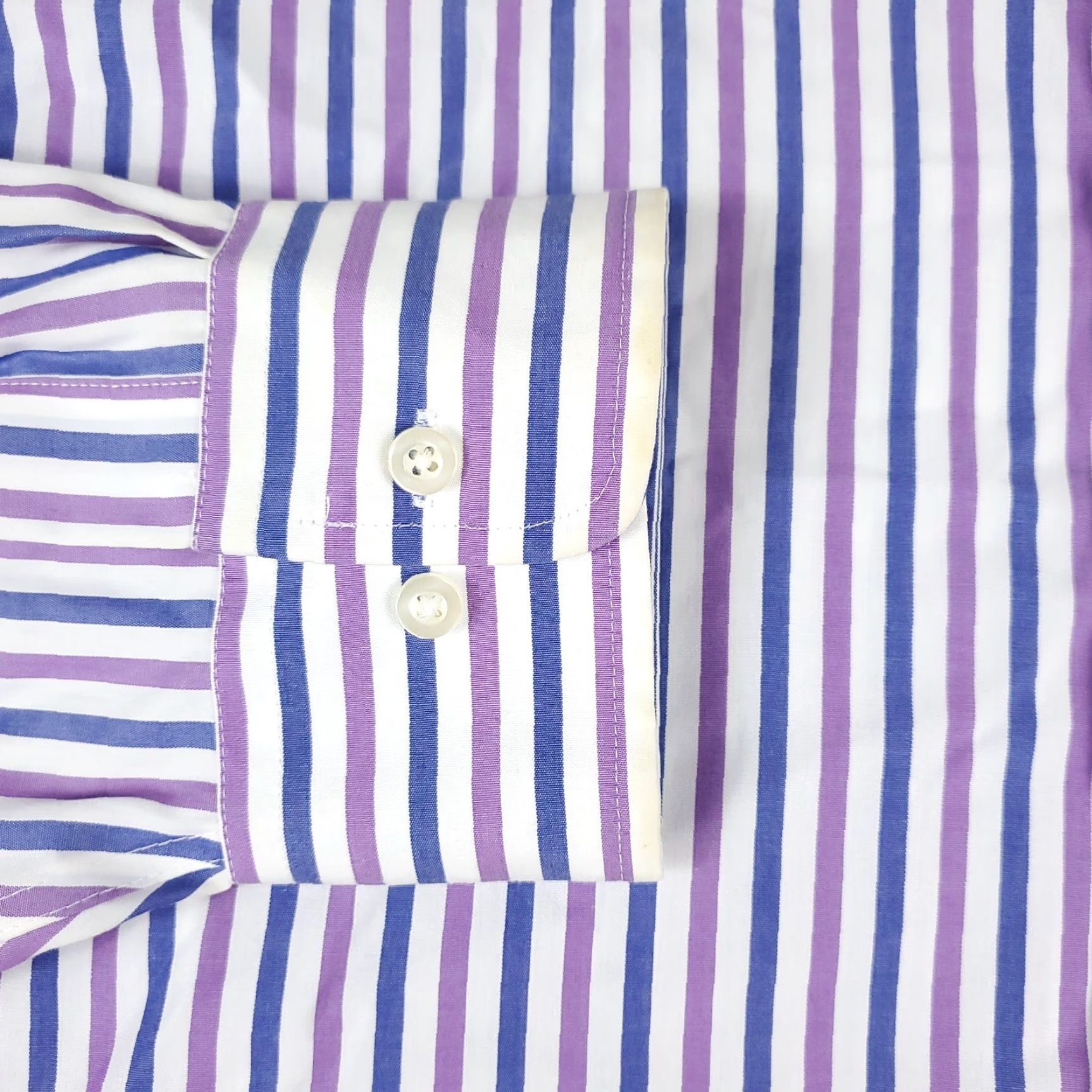 Tommy Hilfiger Tommy Hilfiger Shirt Mens 17 Purple Striped Dress Button Up Long Sleeve Shirt Size 46R - 3 Thumbnail