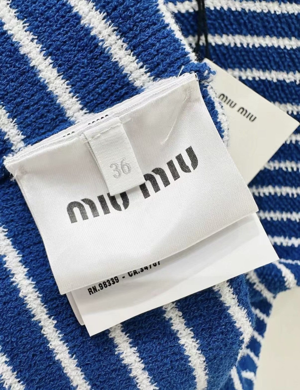 Miu Miu Miu Miu Striped Scalloped Edge Short Sleeve Knit Top J33 Size XS / US 0-2 / IT 36-38 - 5 Thumbnail