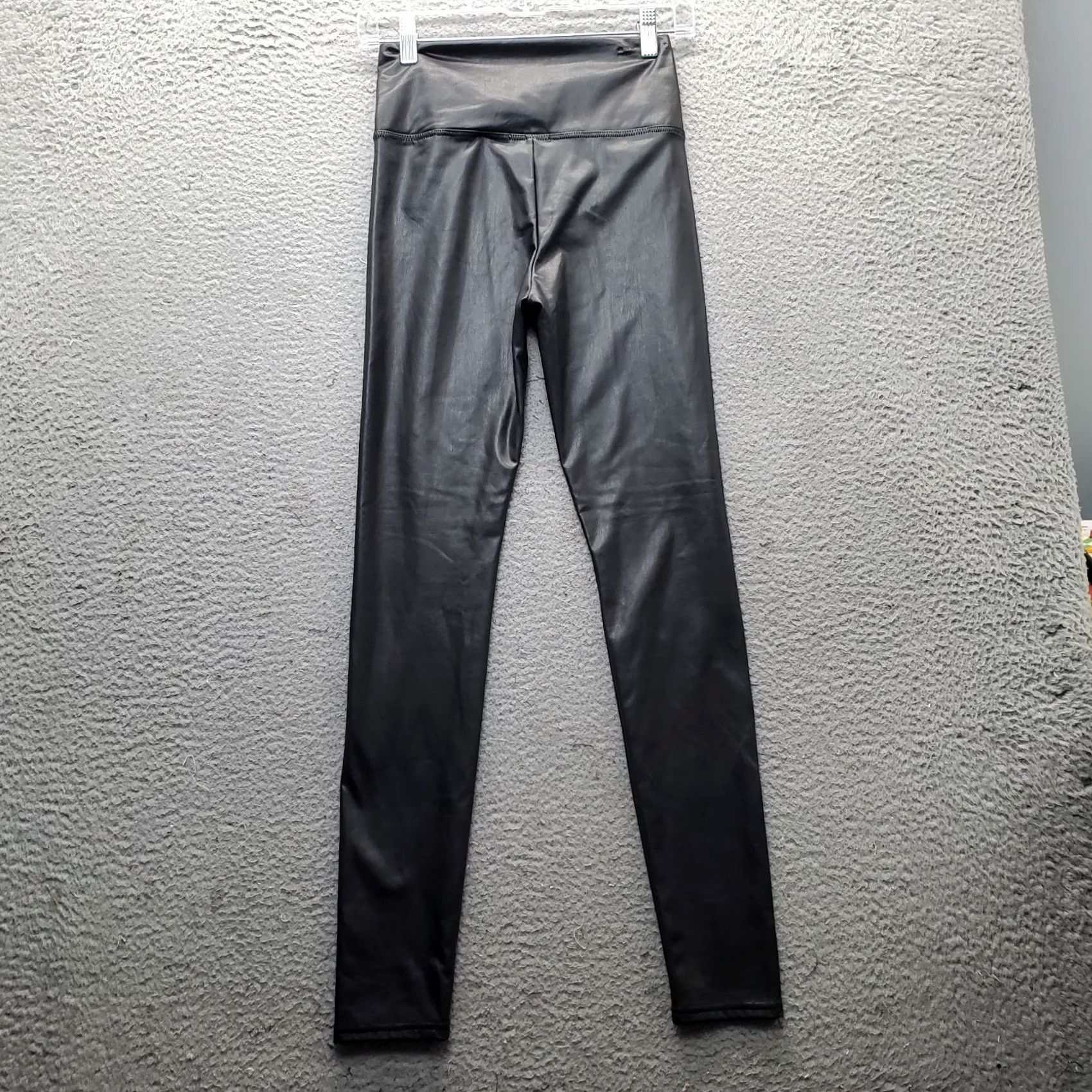 AVEC LES FILLES Avec Les Filles Womens XS Black High Waist Stretch Leggings Seams Faux Leather Size 26" / US 2 / IT 38 - 2 Thumbnail