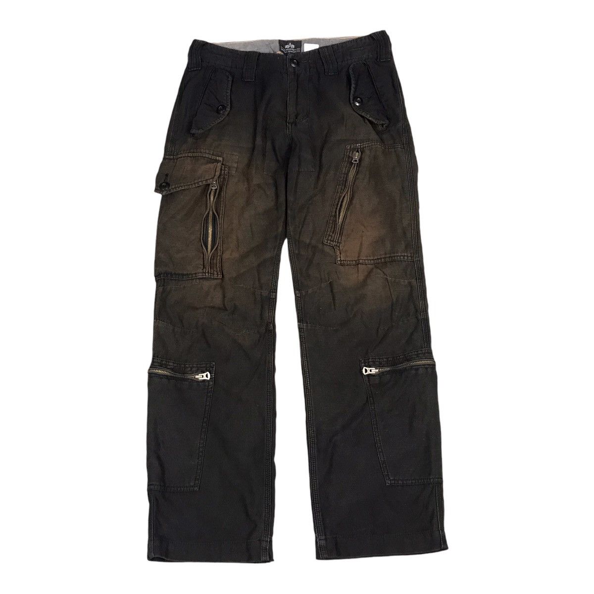 Alpha Industries × Japanese Brand Alpha Industries Sun Faded black Rusty cargo pants Size US 29 - 1 Thumbnail