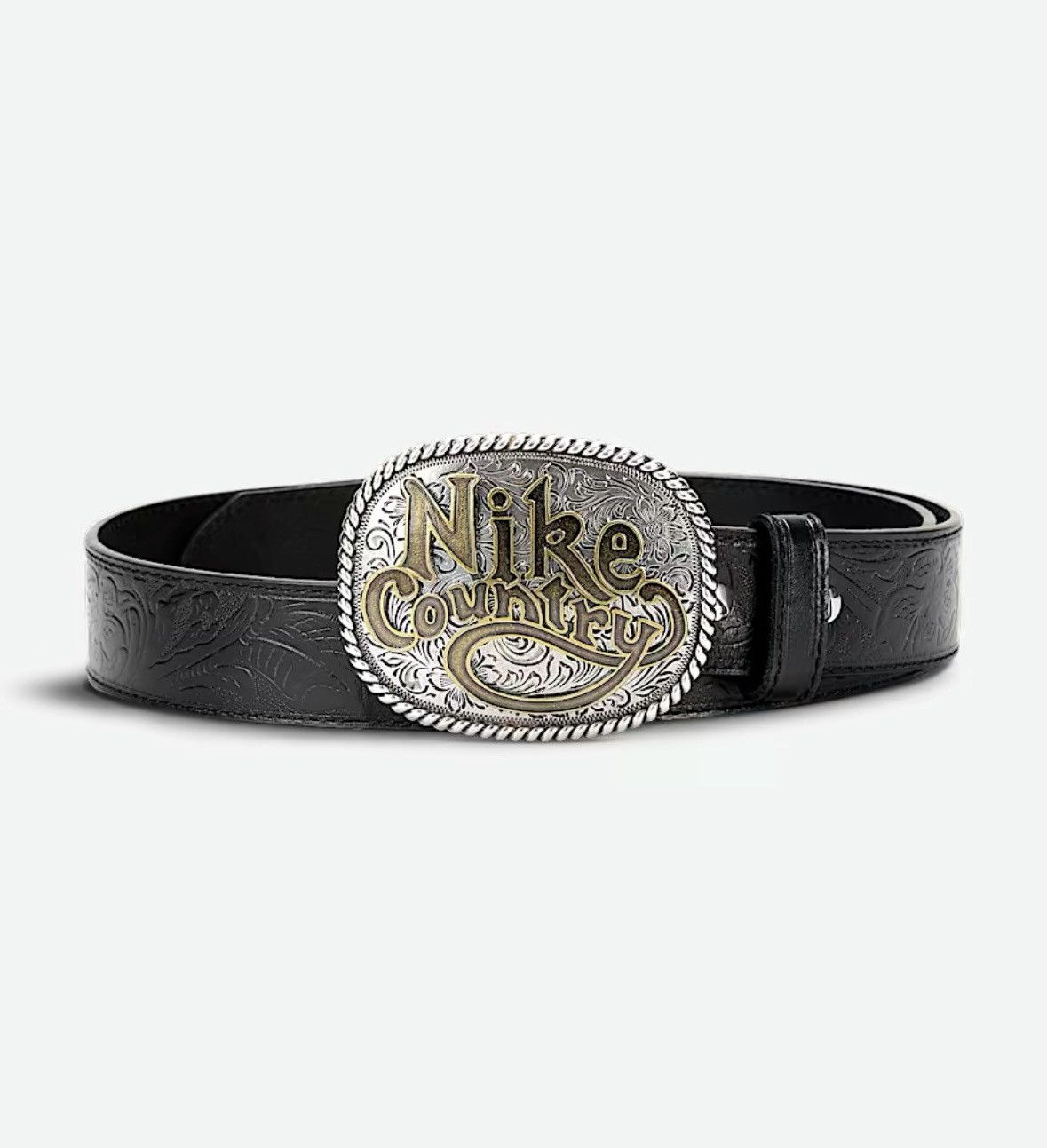 Nike Nike Country Men's Plaque Buckle Embossed Leather Belt Size 34 - 5 Thumbnail