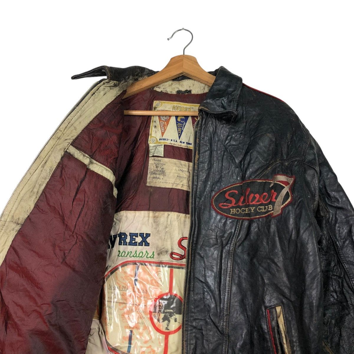 Avirex 🔥VINTAGE VARSITY LEATHER JACKET AVIREX USA SILVER HOCKEY Size US S / EU 44-46 / 1 - 14 Thumbnail