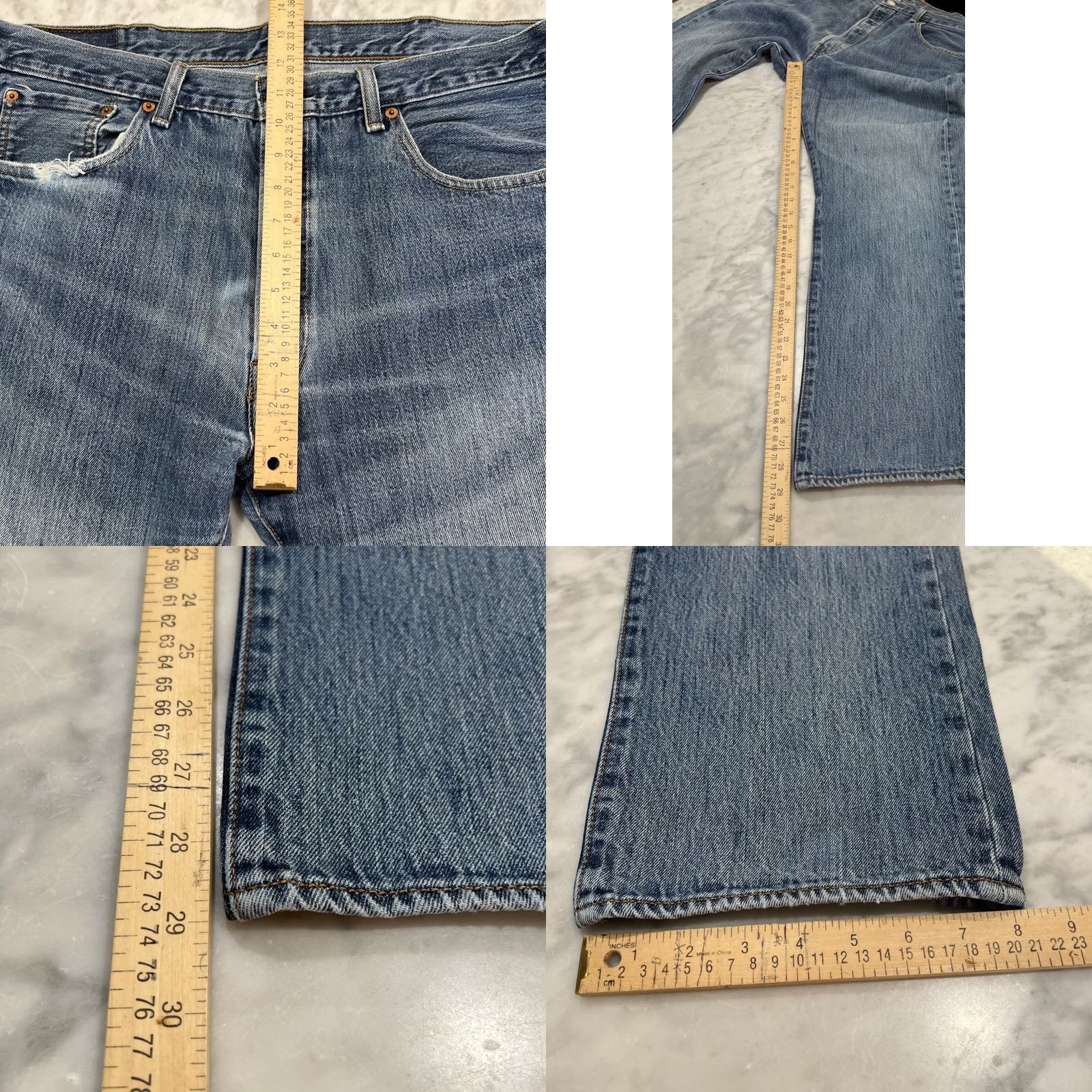 Levi's Levi’s 501 Jeans Men’s 38x30 Button Fly Blue Thrashed 90s USA Size US 38 / EU 54 - 11 Thumbnail