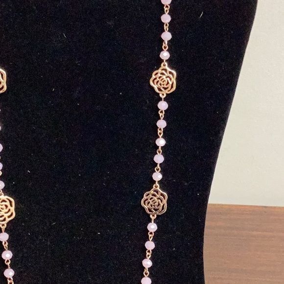 Designer Premier Designs iridescent Pink and Gold Necklace, adjustabl Size ONE SIZE - 2 Thumbnail