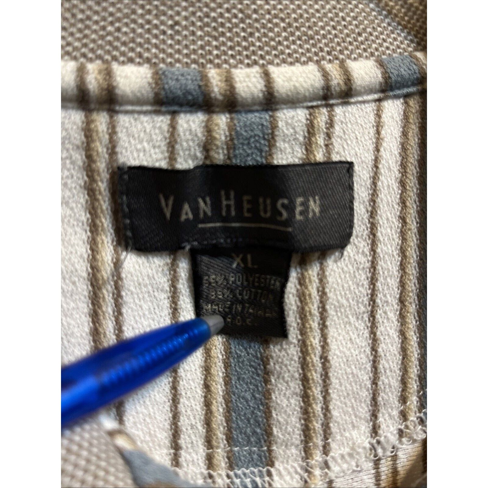 Van Heusen VTG Van Heusen Striped Polo Shirt Men’s Sz XL SS Blue White Size US XL / EU 56 / 4 - 3 Thumbnail