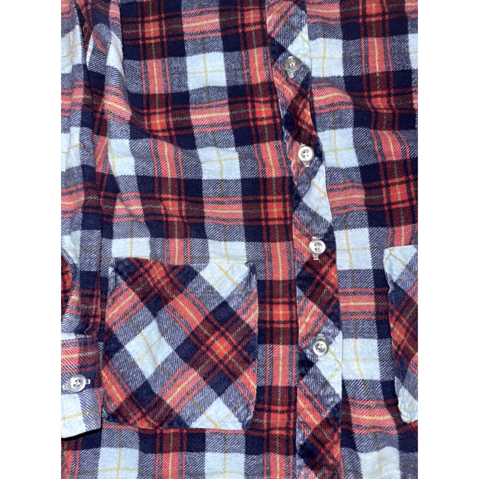 Sears VINTAGE Sears Shirt Womens 14 Plaid Flannel Made in USA Blue Red 1970s Western Size XL / US 12-14 / IT 48-50 - 2 Thumbnail