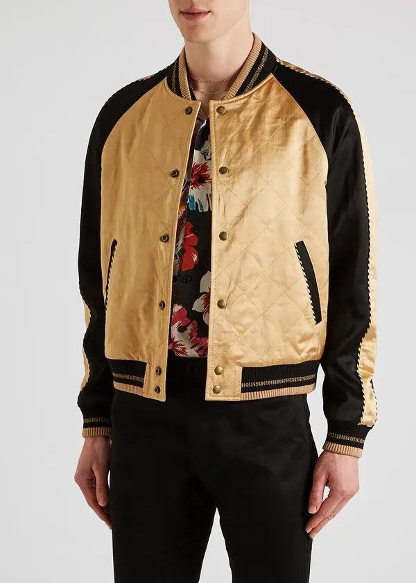Saint Laurent Paris SAINT LAURENT Piped Quilted Satin Bomber Jacket Size 50 Size US M / EU 48-50 / 2 - 2 Thumbnail
