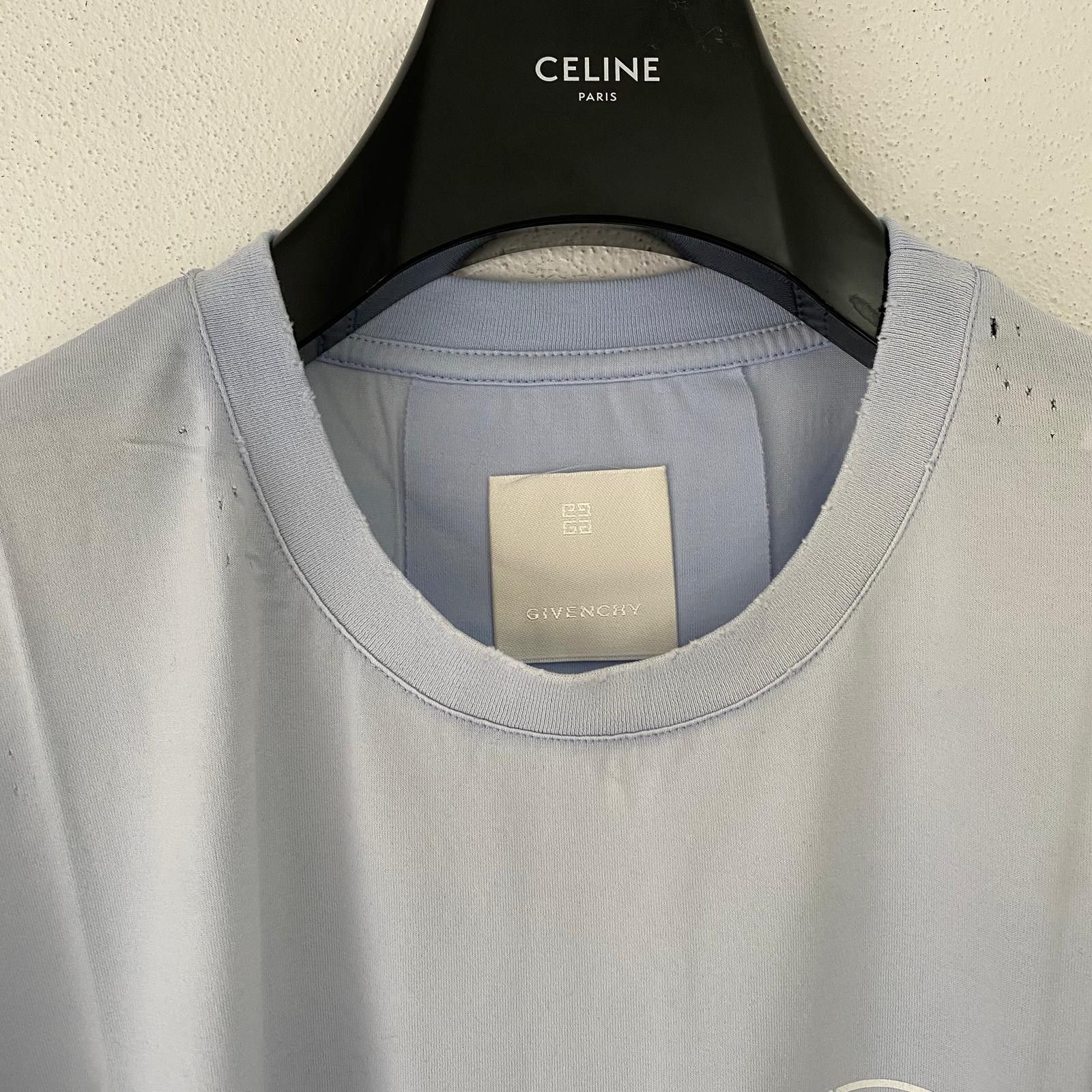 Givenchy Faded Blue Distressed Multi Logo Print Oversized T-Shirt Size US S / EU 44-46 / 1 - 6 Thumbnail