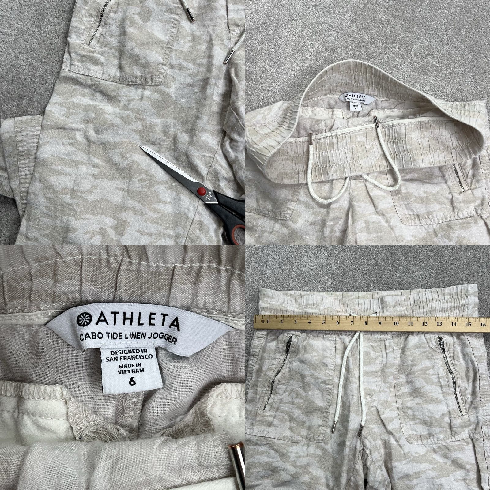 Athleta Athleta Cabo Tide Linen Joggers Pants Women’s 4 Beige Drawstring Lightweight 27” Inseam Casual, Athleisure, Beach Womens Size 28" / US 6 / IT 42 - 8 Thumbnail