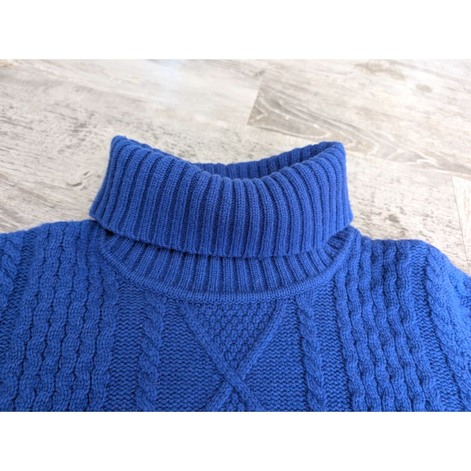 Vintage L.L. Bean Womens Cable Knit Merino Wool Turtleneck Pullover Sweater XL Petite Blueish Purple Size XL / US 12-14 / IT 48-50 - 7 Thumbnail