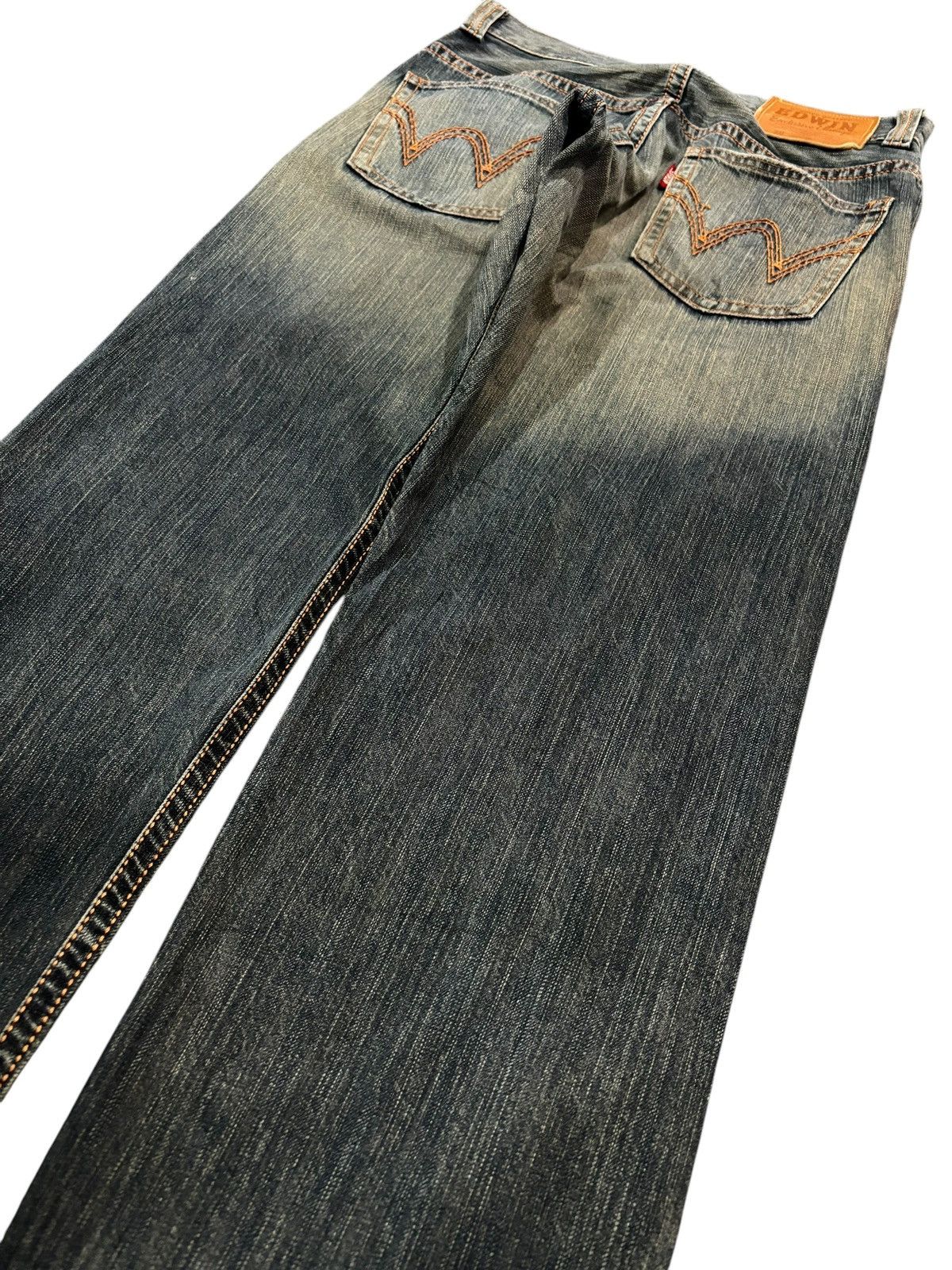 Edwin × If Six Was Nine × Japanese Brand Vintage Y2k Edwin XV Faded Stitch Straight Cut Jeans Size US 33 - 5 Thumbnail