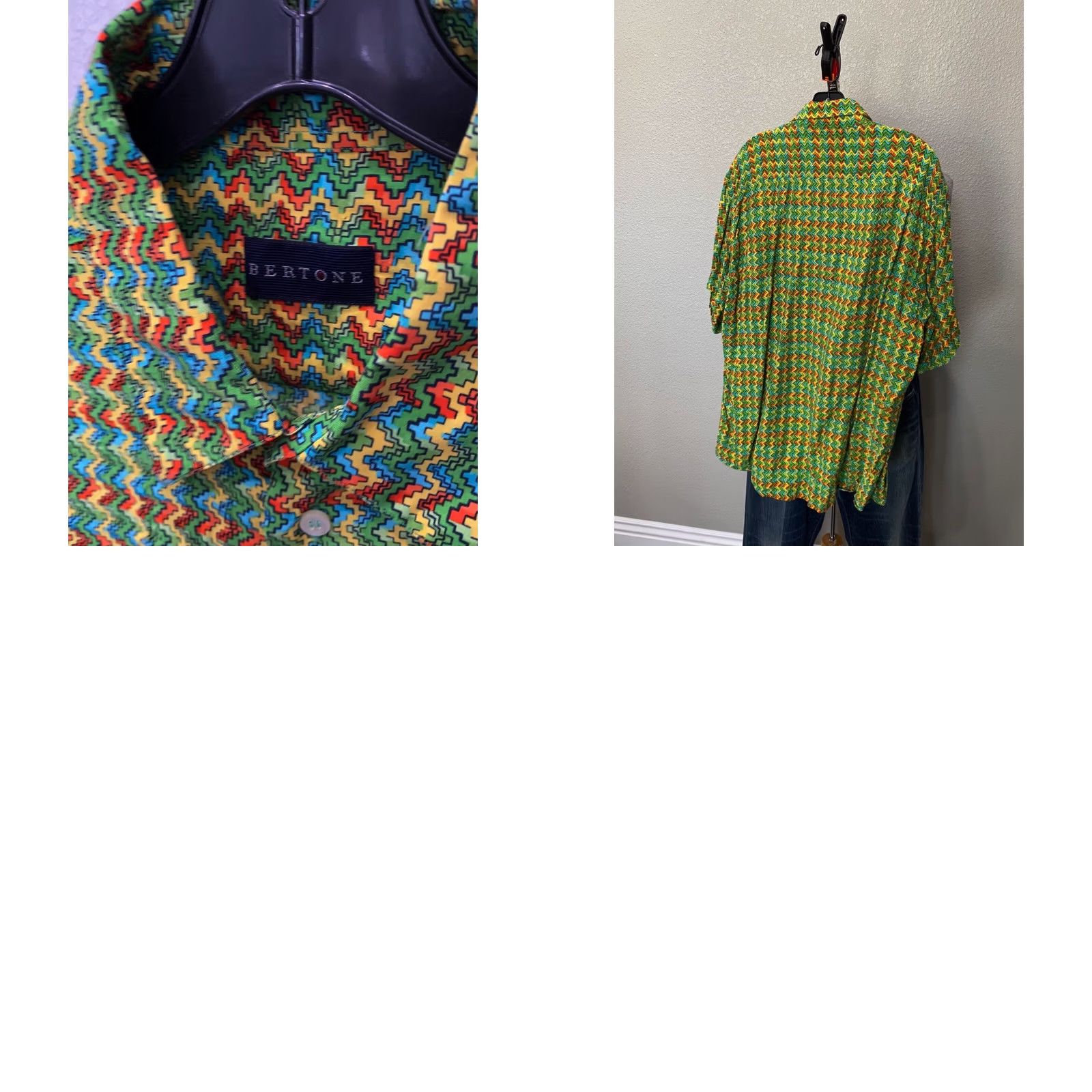 Vintage Bertone Shirt XL Extra Large WILD Geometric Germany CAMP Short Sleeve Button-Up Men Length 34 Sharp Size US XL / EU 56 / 4 - 8 Thumbnail