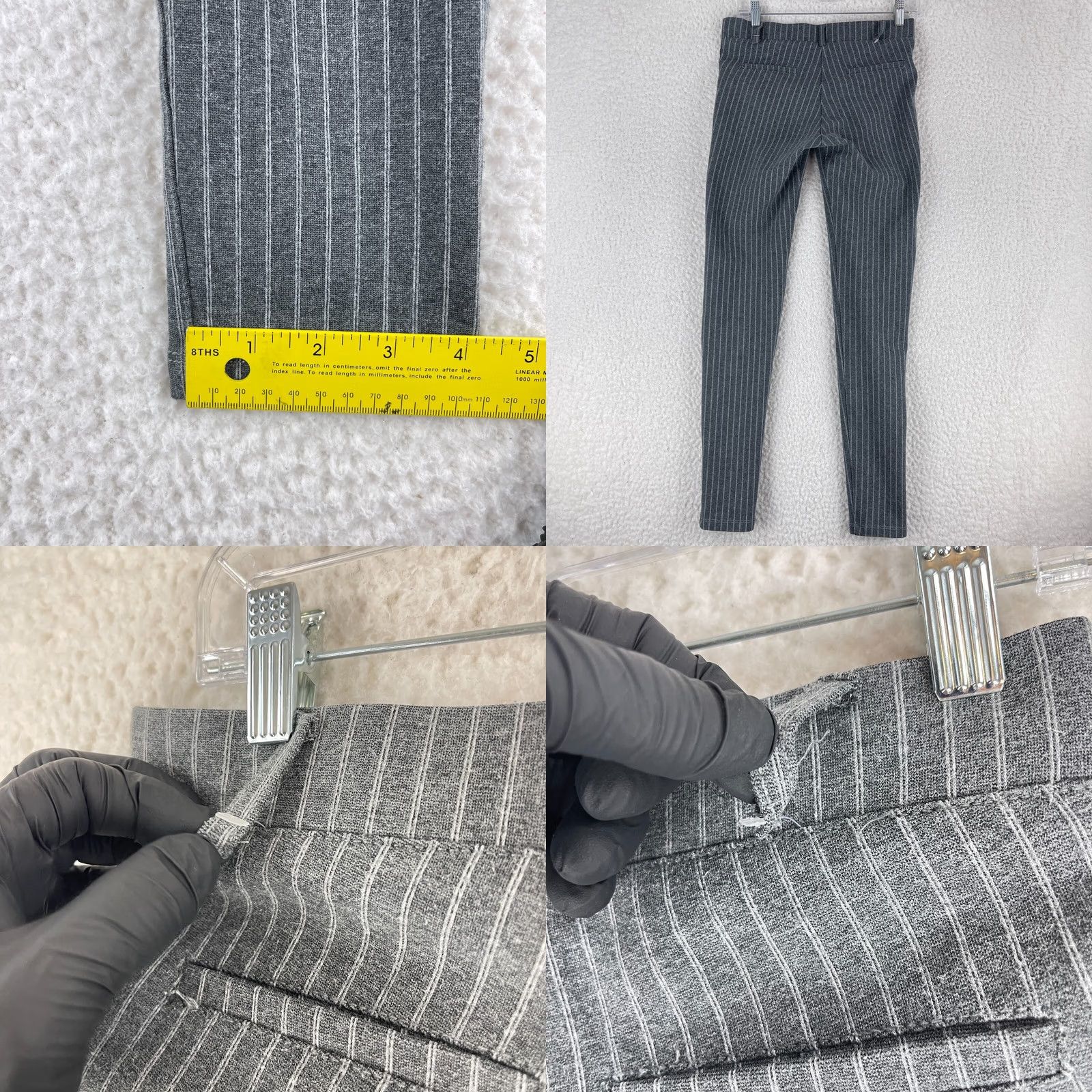 Vintage Betabrand Gray Stripe Dress Pants Pants Womens Small Long Pull On Stretch Slim Pinstripe Casual Workwear Size 28" / US 6 / IT 42 - 8 Thumbnail
