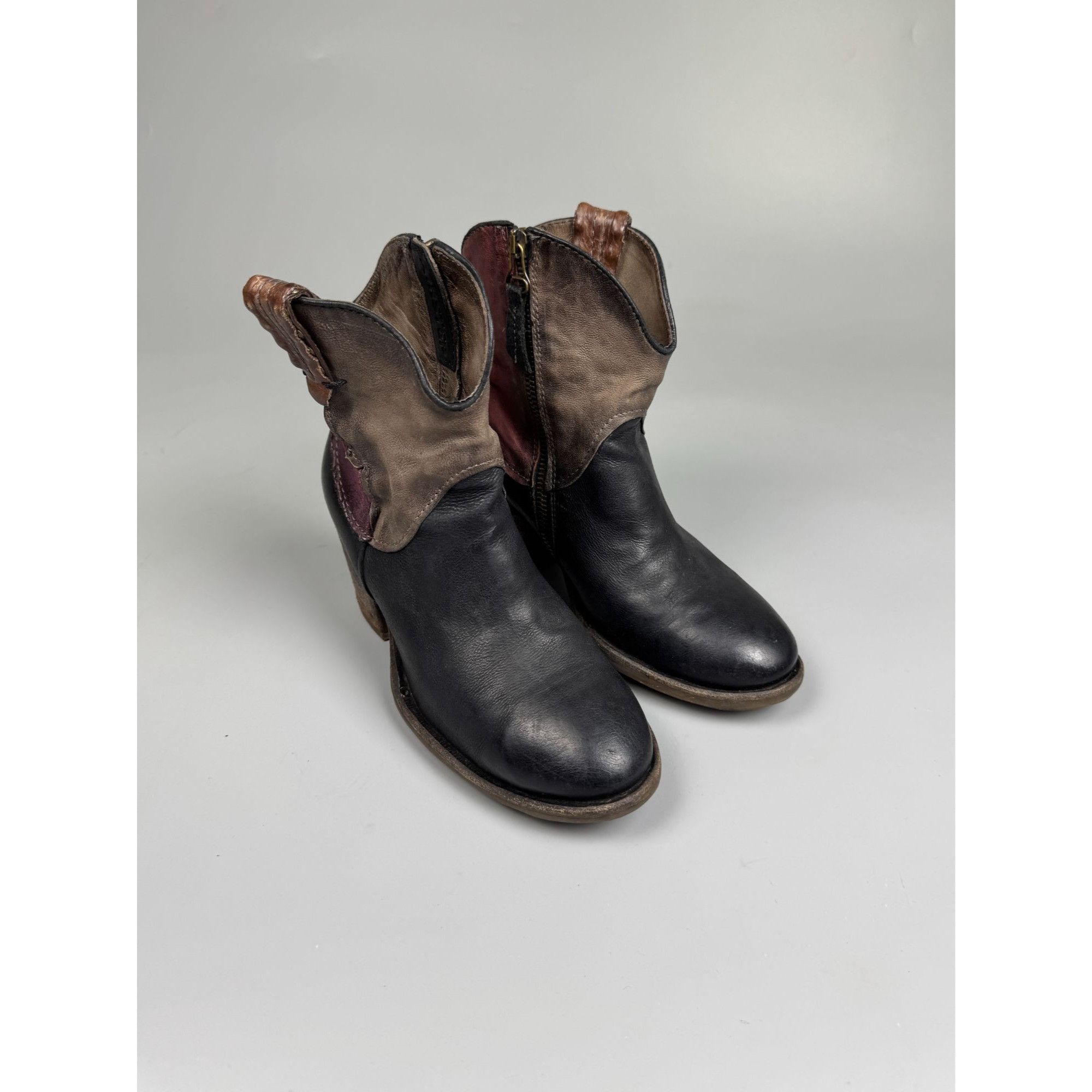A.S.98 A.S.98 Airstep Leather Ankle Western Patchwork Boots (YG027) Size US 7 / IT 37 - 3 Thumbnail