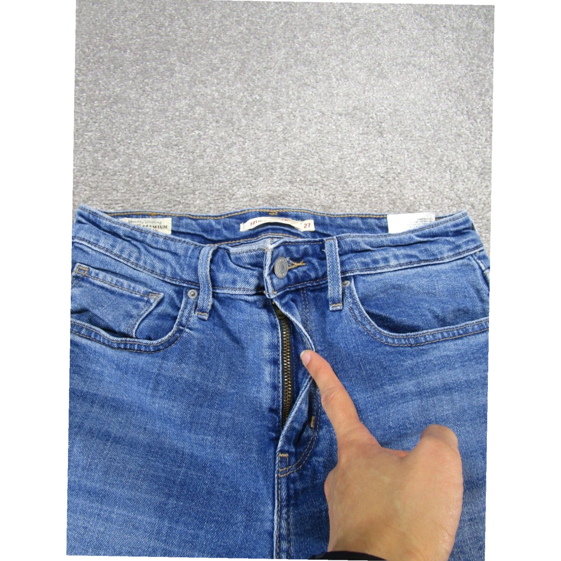 Levi's Levis 721 Skinny Jeans Women's Medium Wash Blue Denim Ripped Mid Rise 27 Size 27" / US 4 / IT 40 - 3 Thumbnail