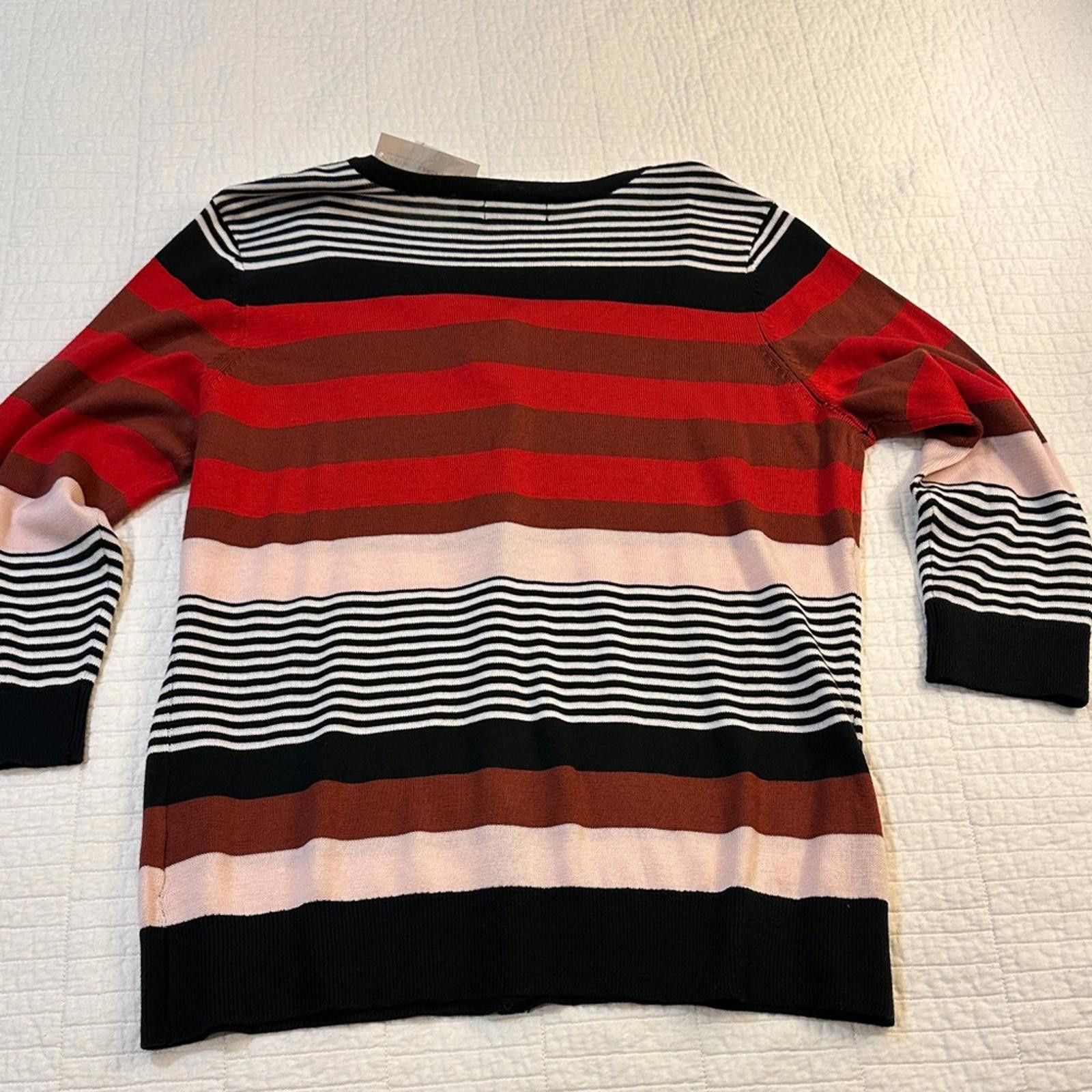 Other NY & Co Large Knit Cardigan Striped Cardigan Button NWT Size L / US 10 / IT 46 - 6 Thumbnail