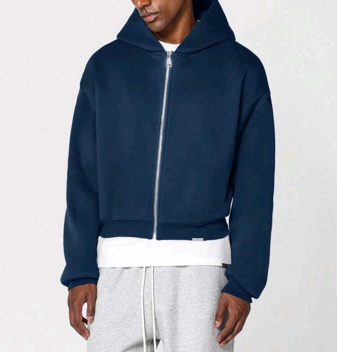 Japanese Brand Zipper Hoodies Men Solid Cropped Fit Size US XL / EU 56 / 4 - 1 Thumbnail