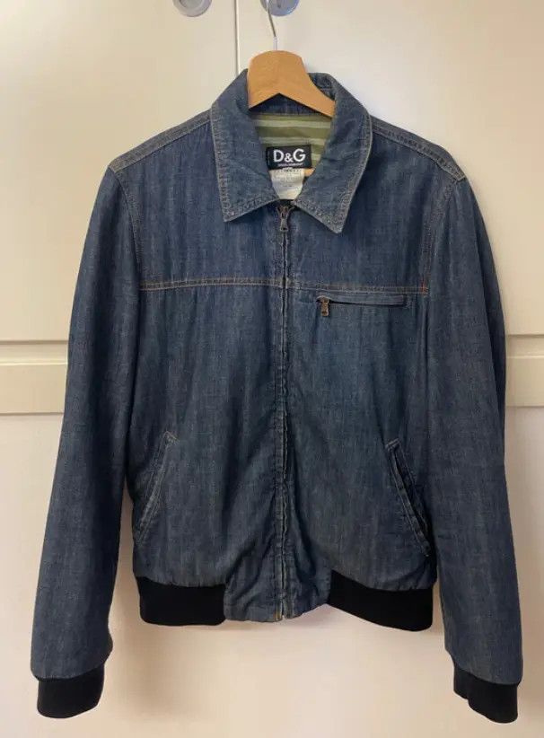 Dolce & Gabbana Bomber Jacket Denim Crop Short Leather EX0132 Size US S / EU 44-46 / 1 - 3 Thumbnail