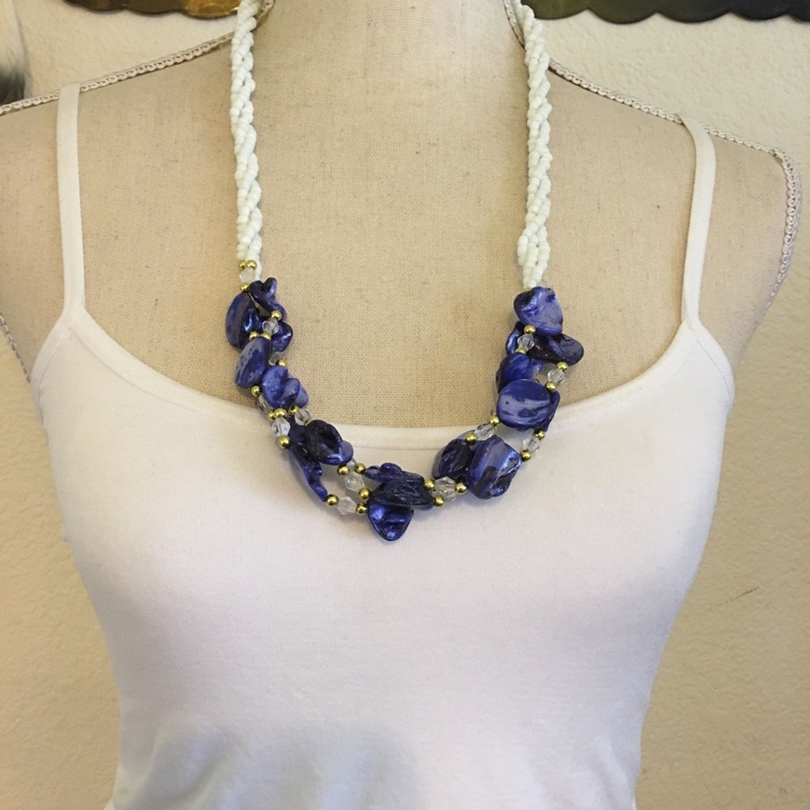 Vintage Vintage 80s blue abalone shell seed bead necklace Size ONE SIZE - 3 Thumbnail