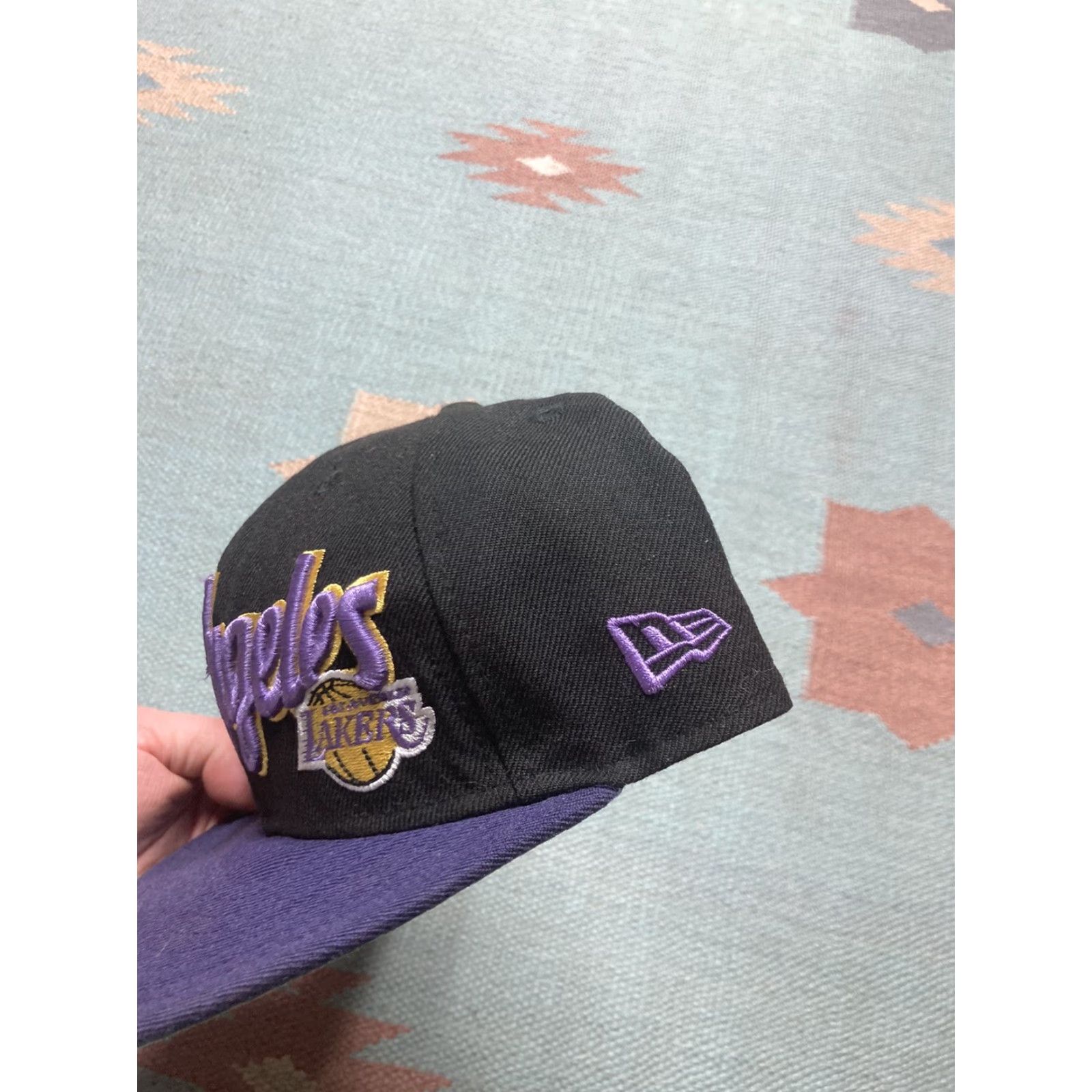Vintage Mitchell & mess snapback hat cap Los Angeles Lakers hardwood classics wool Mens Adjustable Black 90s Classic Size ONE SIZE - 4 Thumbnail