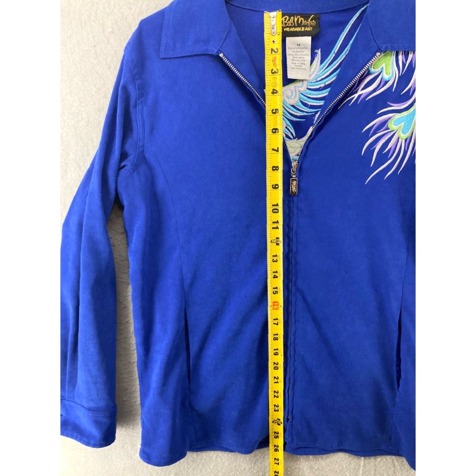 Bob Mackie Bob Mackie Shirt Womens Medium 1/4 Zip Long Sleeve Peacock Embroidered Size M / US 6-8 / IT 42-44 - 4 Thumbnail