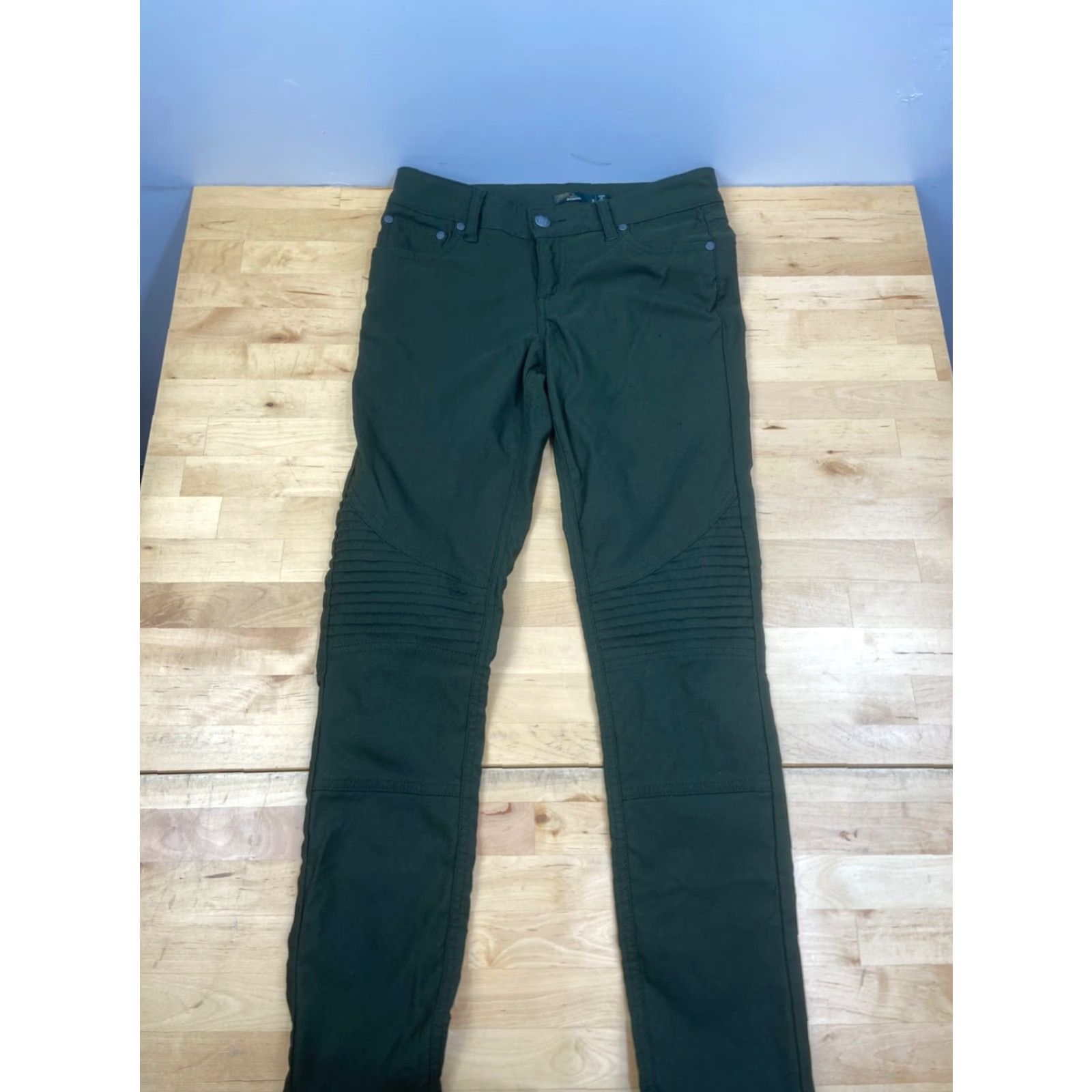 Prana prAna Brenna Moto Pants Womens Regular Skinny Leg Stretch Green Nylon 5 Pocket Khakis Size 27" / US 4 / IT 40 - 2 Thumbnail