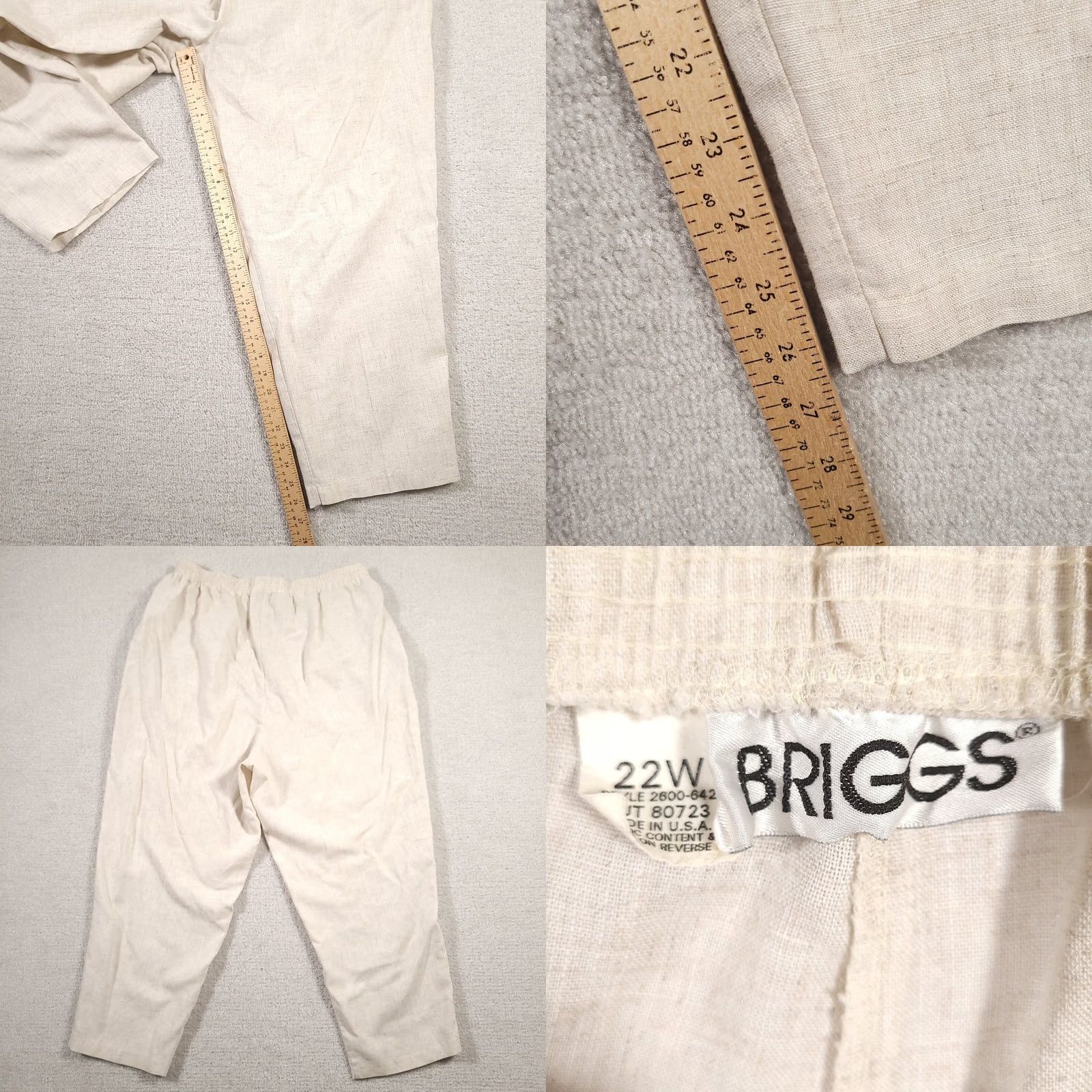 Vintage VINTAGE Briggs Pull On Pants Women's 22W Beige Cropped Capri Made in USA | Pants | 22W | Beige | Capri | 90s | Women | Plus Size Size 40" / US 18 - 8 Thumbnail