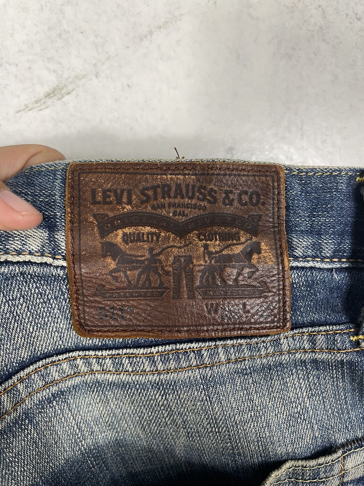 Levi's LEVIS 511 SELVEDGE DISTRESSED ZIPPER FLY DENIM JEANS Size US 35 - 17 Thumbnail