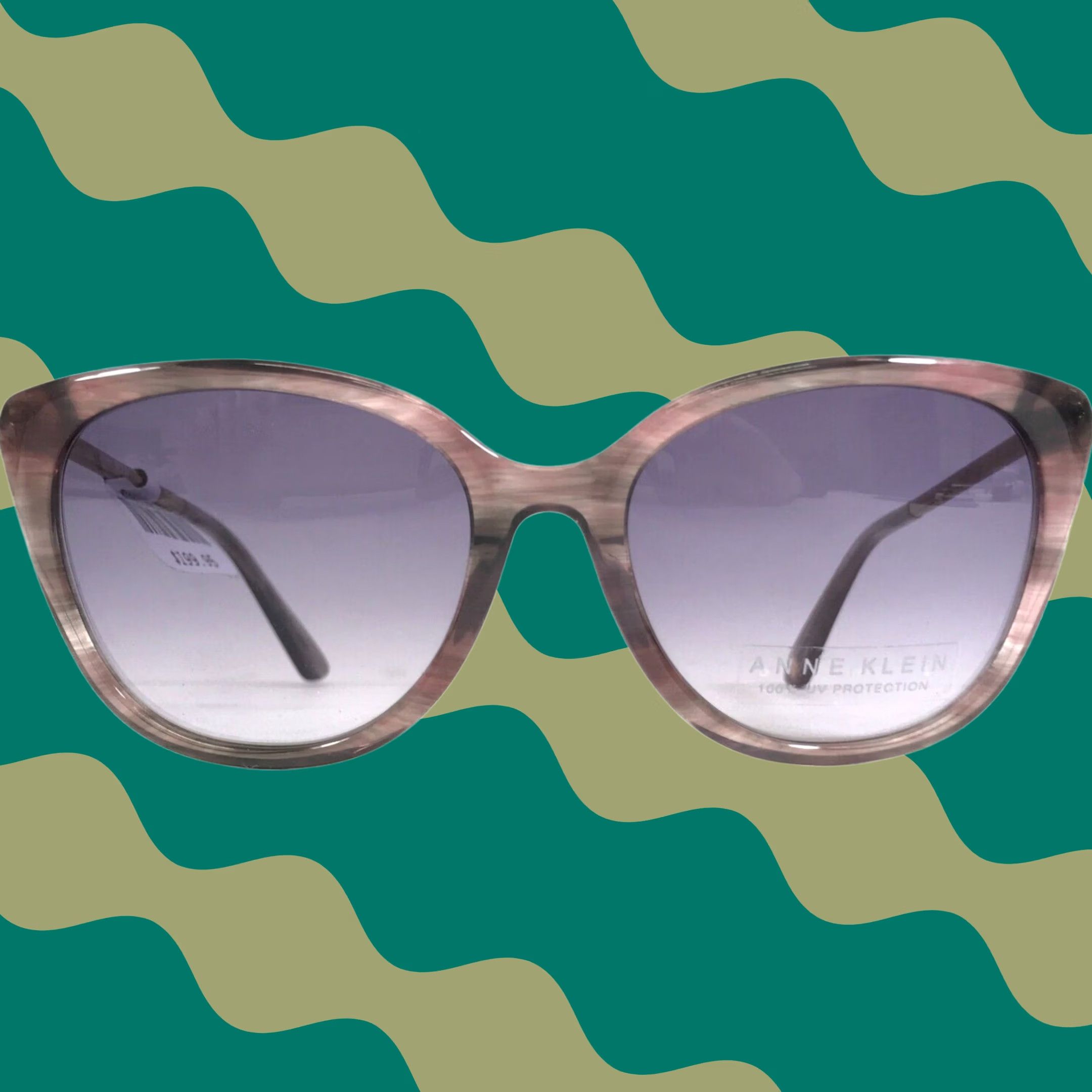 Anne Klein Sunglasses AK7085 310 OLIVE CRYSTAL Cat Eye Frames with Purple Lenses Anne Klein Anne Klein Sunglasses Cat Eye Grey Animal  main image 4