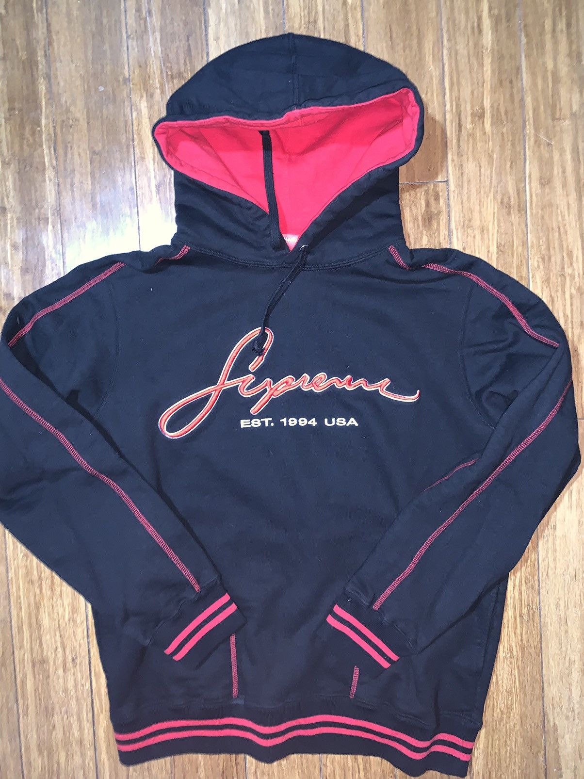 Supreme Contrast Embroidered Hoodie Grailed