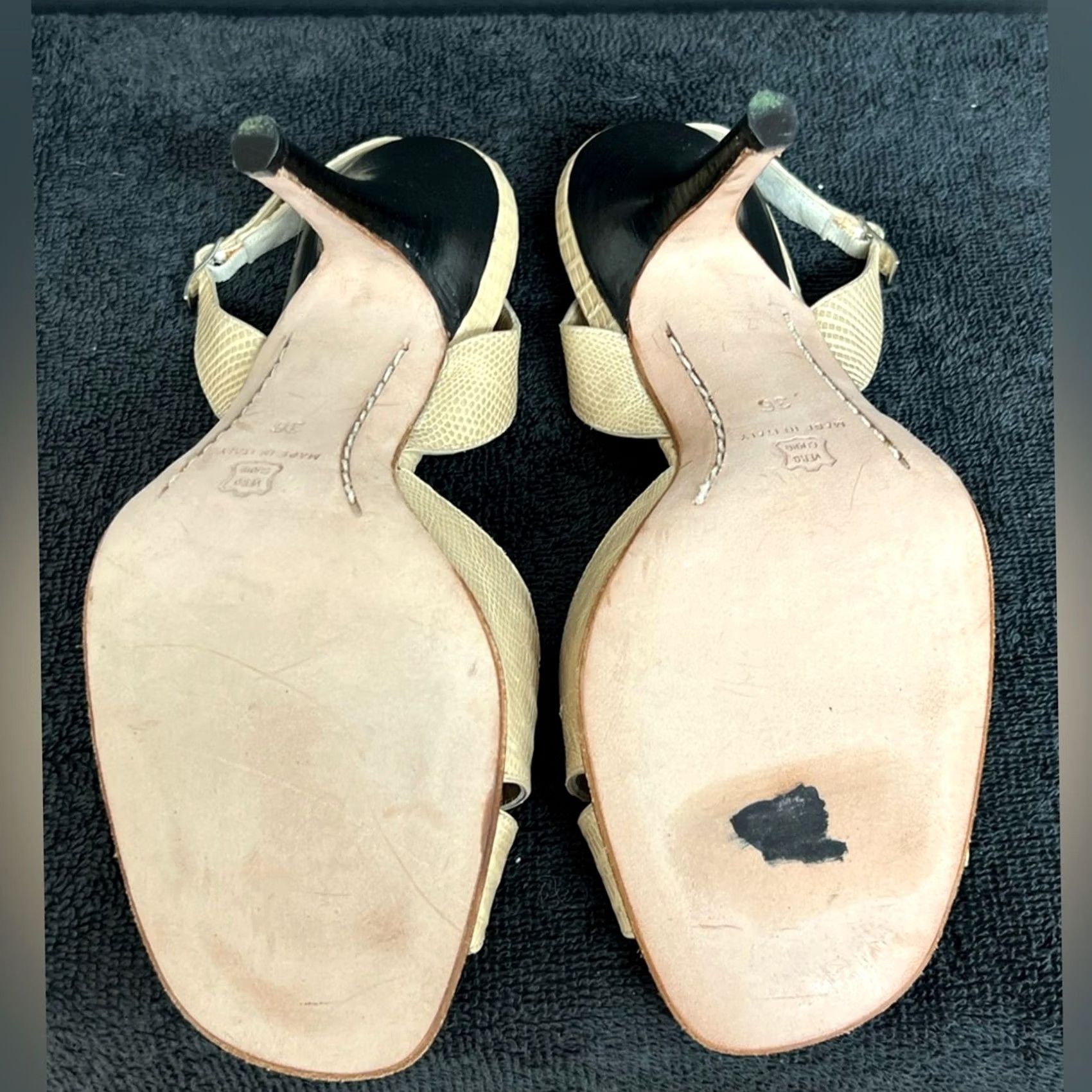 Vintage Rickard Shah Women Sandal Beige With High Heel 36M Exotic Made in Italy Pump Leather Cream Women 6 Size US 6 / IT 36 - 5 Thumbnail