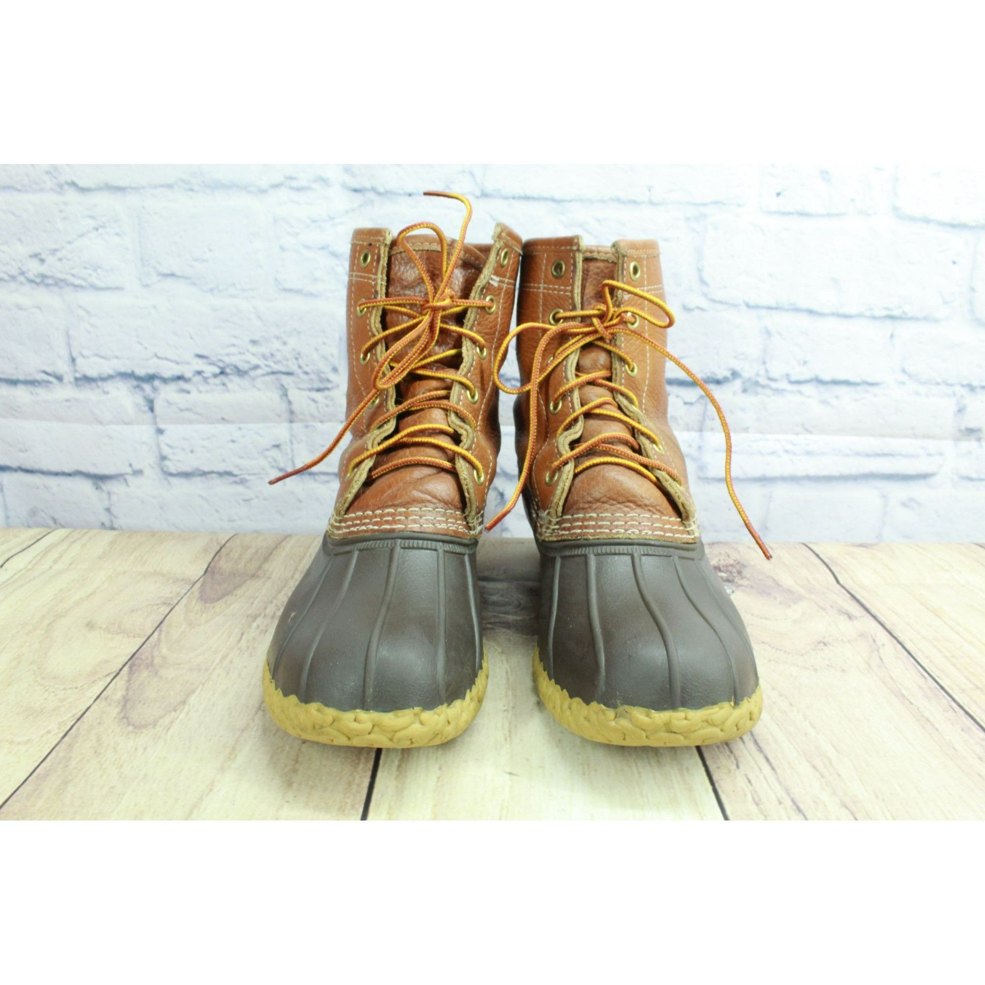 L.L. Bean × Leather LL Bean Women's Brown Lace Up Unlined Ankle Duck Boots Size US 9 / IT 39 - 4 Thumbnail