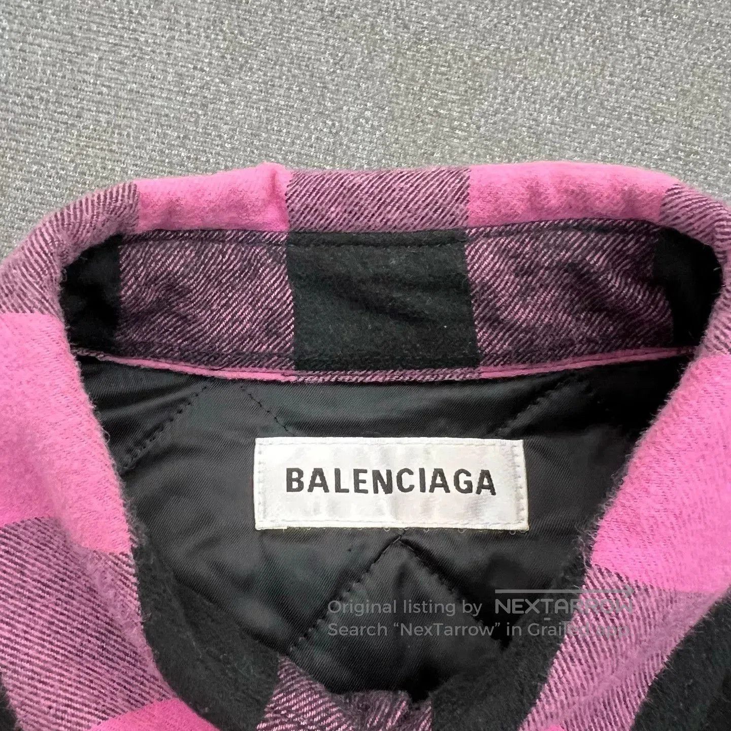 Balenciaga Balenciaga Black Pink Flannel Logo Plaid Shirt Jacket. Size XXS / US 00 / IT 34 - 5 Thumbnail