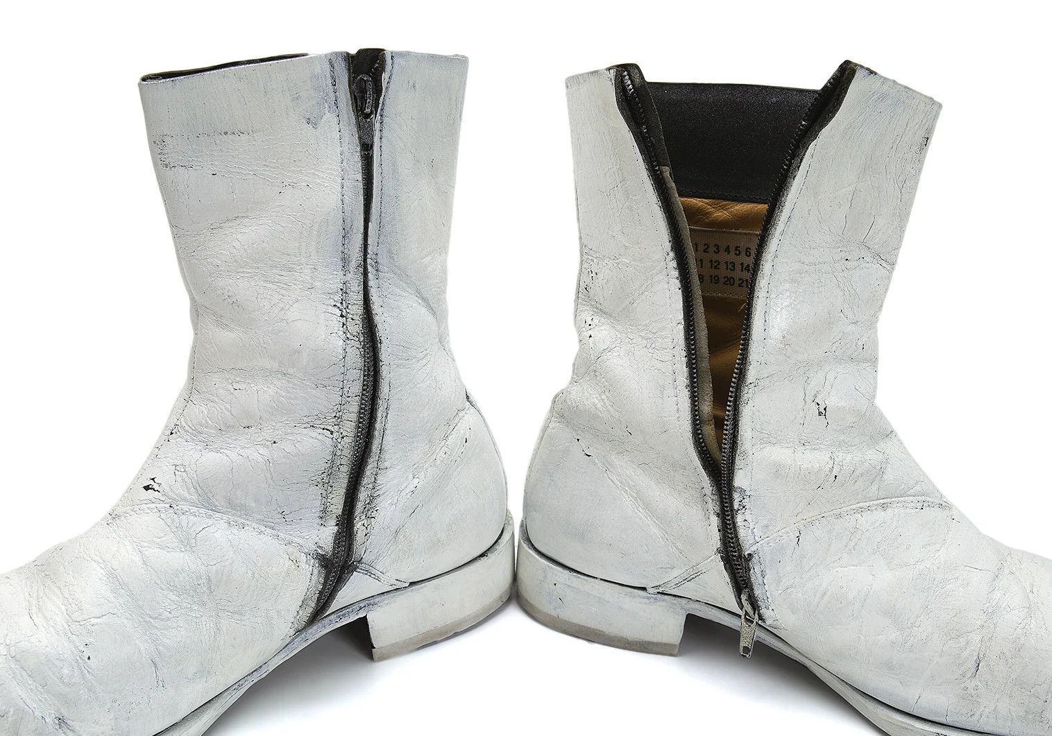 Maison Margiela Square-Toe Painted Leather Boots in White, Size 28cm Size US 10 / EU 43 - 9 Thumbnail
