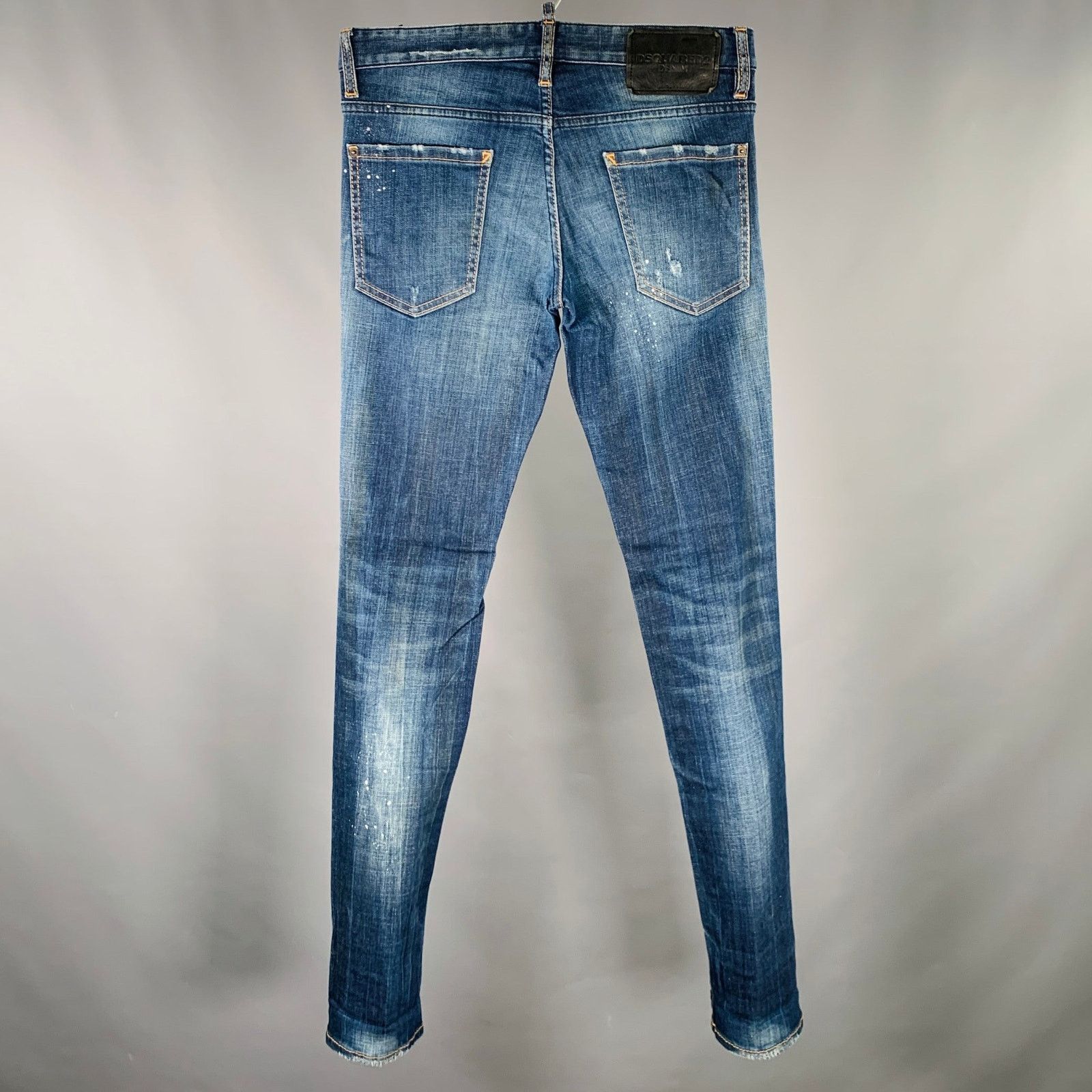 Dsquared2 Size 28 Blue White Paint Splatter Slim Button Fly Jeans Size US 28 / EU 44 - 4 Thumbnail