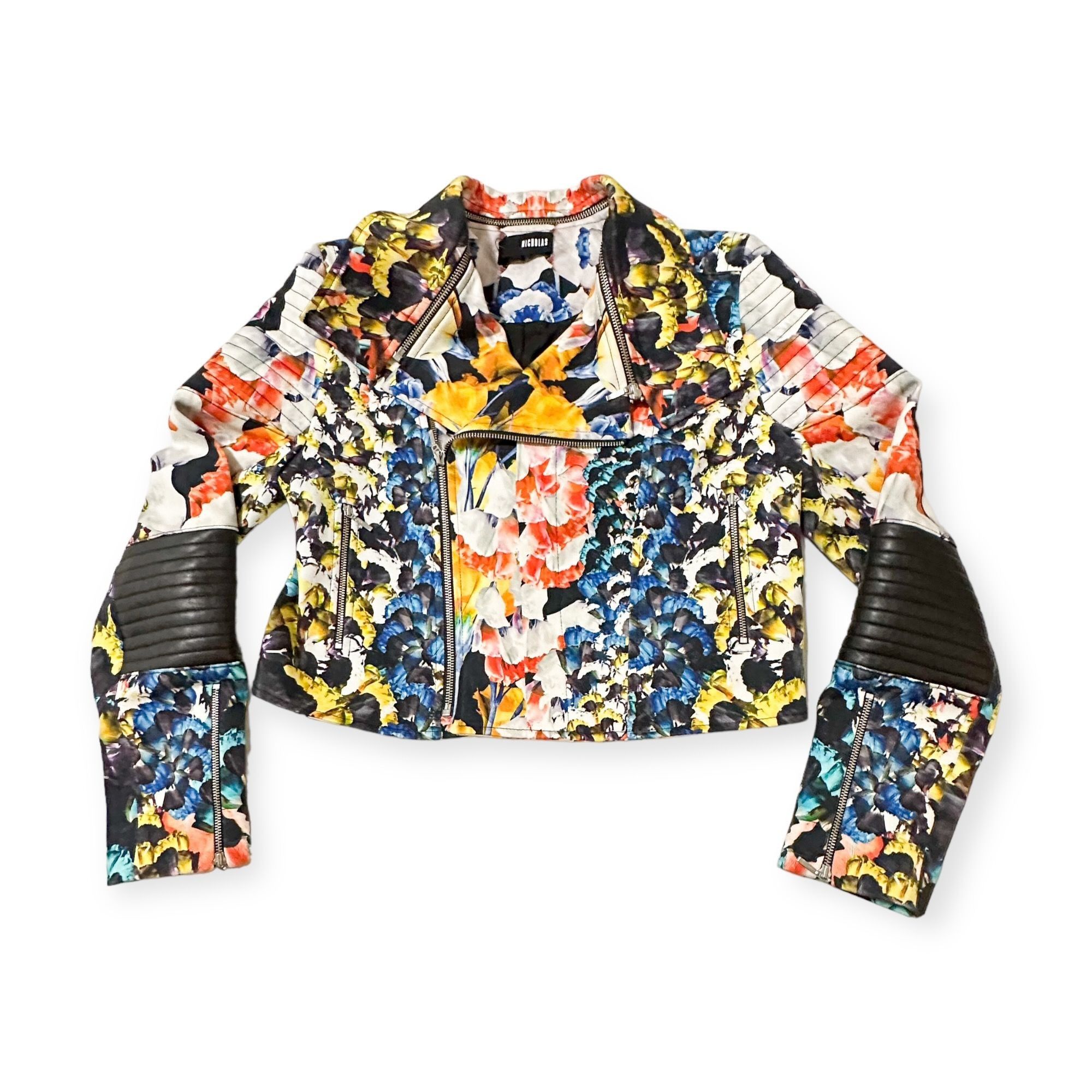 NICHOLAS Nicholas Digi Floral Cotton-Blend Moto Jacket, Size 8 Size M / US 6-8 / IT 42-44 - 4 Thumbnail