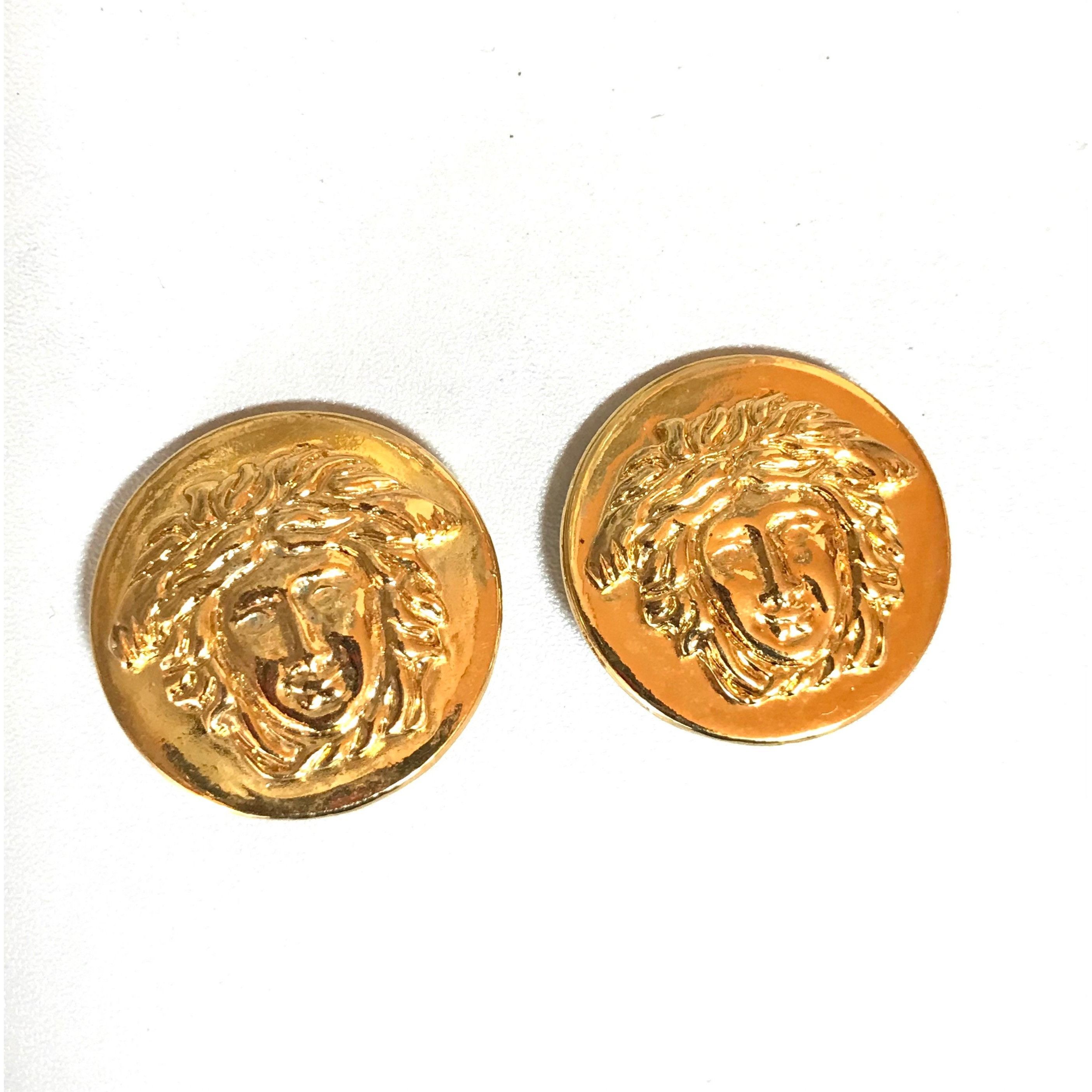 Versace Vintage Gianni Versace round earrings with medusa face motif Size ONE SIZE - 2 Thumbnail