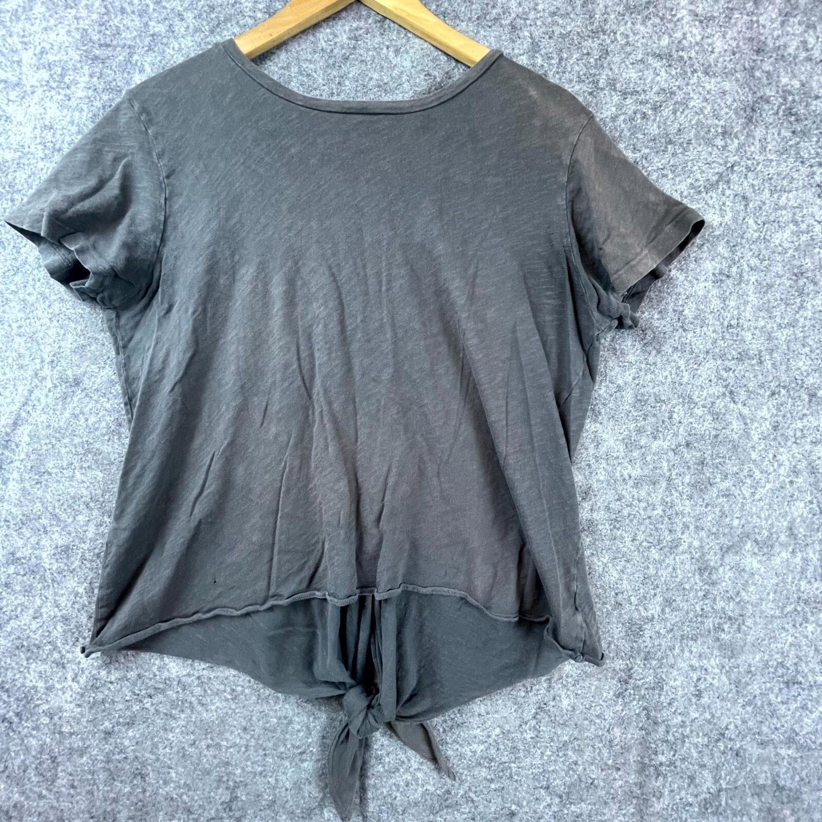 Sundry Sundry T-Shirt Womens 3 Gray Play Nice Embroidered Back Tie Size S / US 4 / IT 40 - 2 Thumbnail