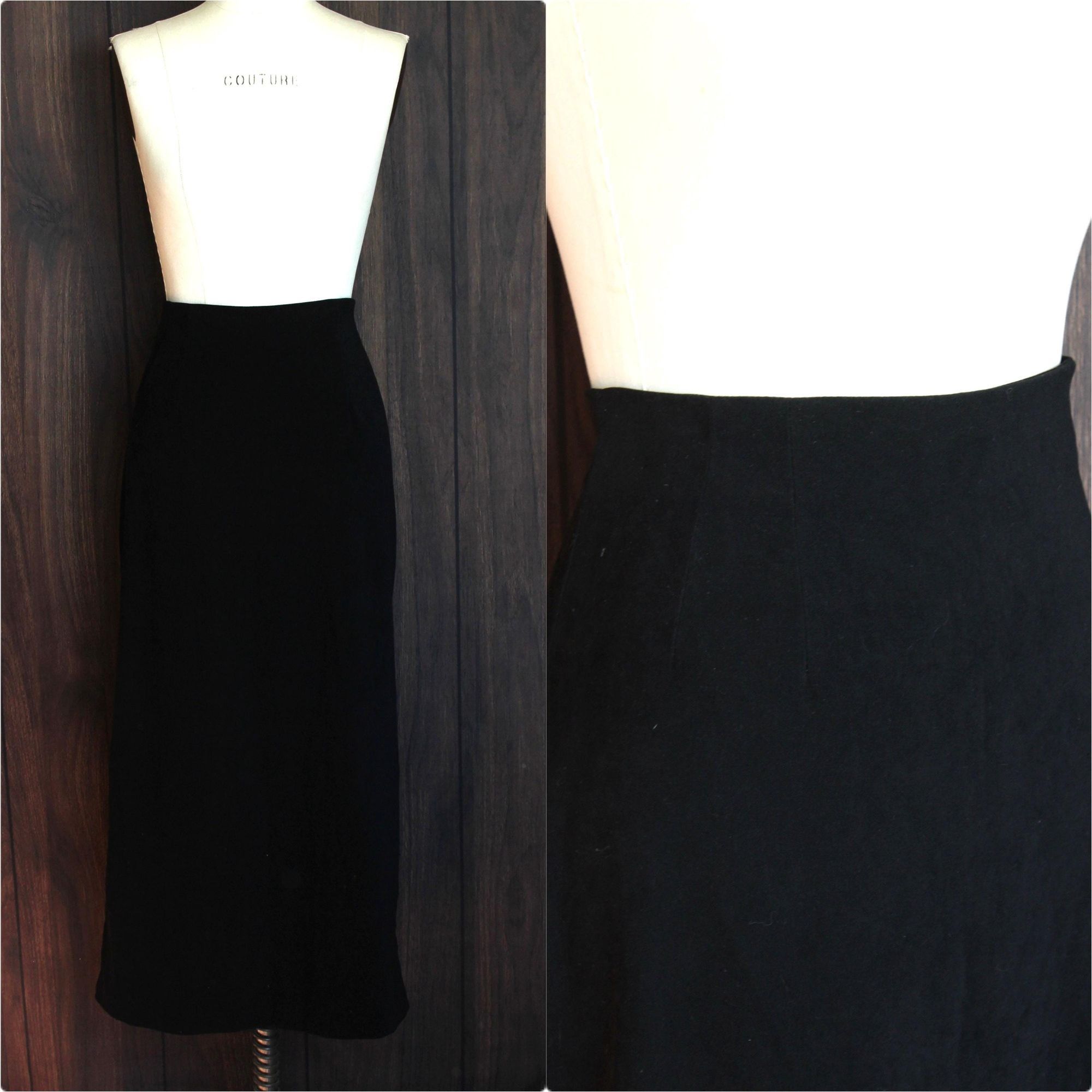 Vintage Vintage 1980s 1990s Pencil Skirt, Briggs Black Faux Suede, S Size 31" - 1 Thumbnail