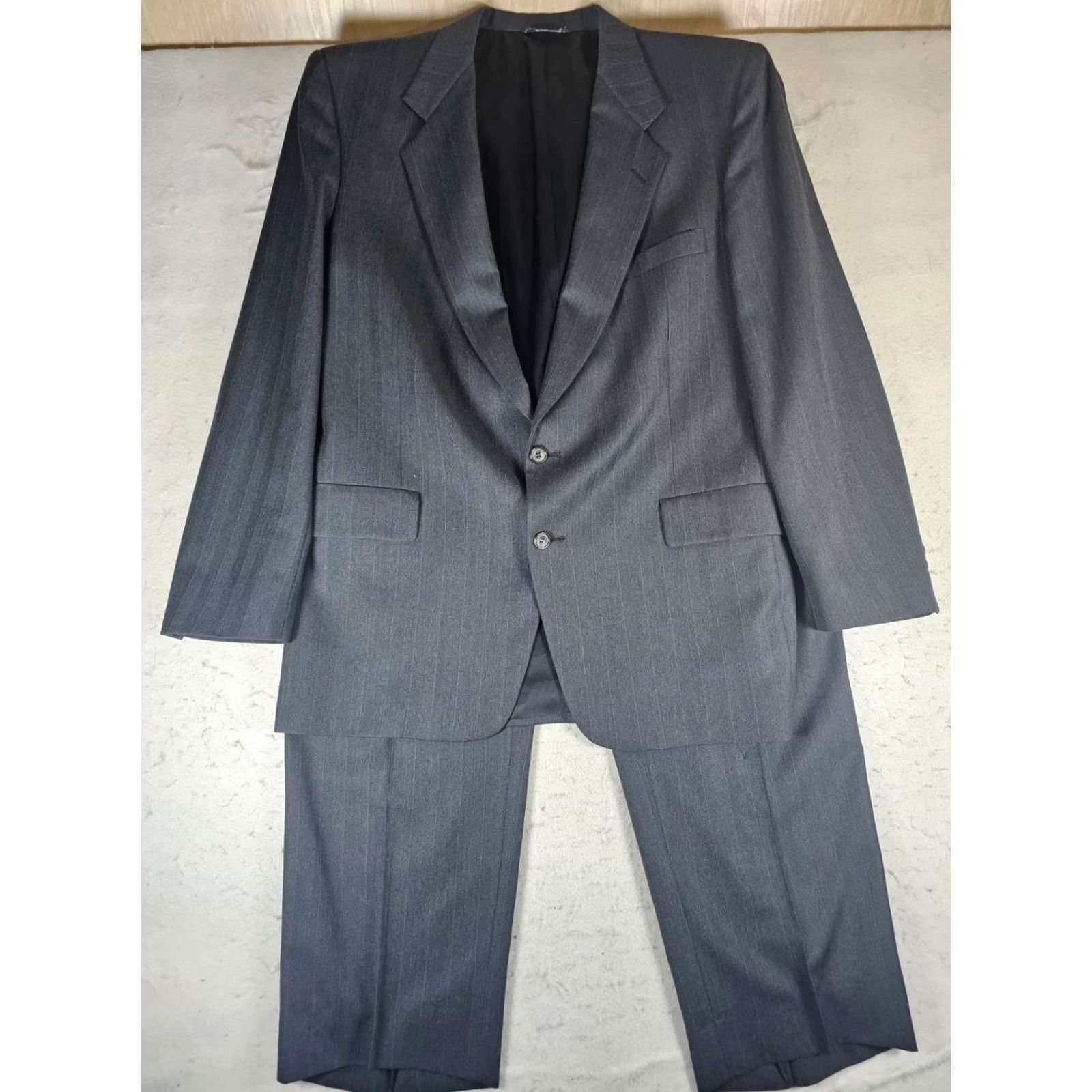Vintage VINTAGE Sterling & Hunt 2 Piece Suit Dark Gray Mens Size 42L 38x32 Wool 100% Made in USA Size 42R - 2 Thumbnail