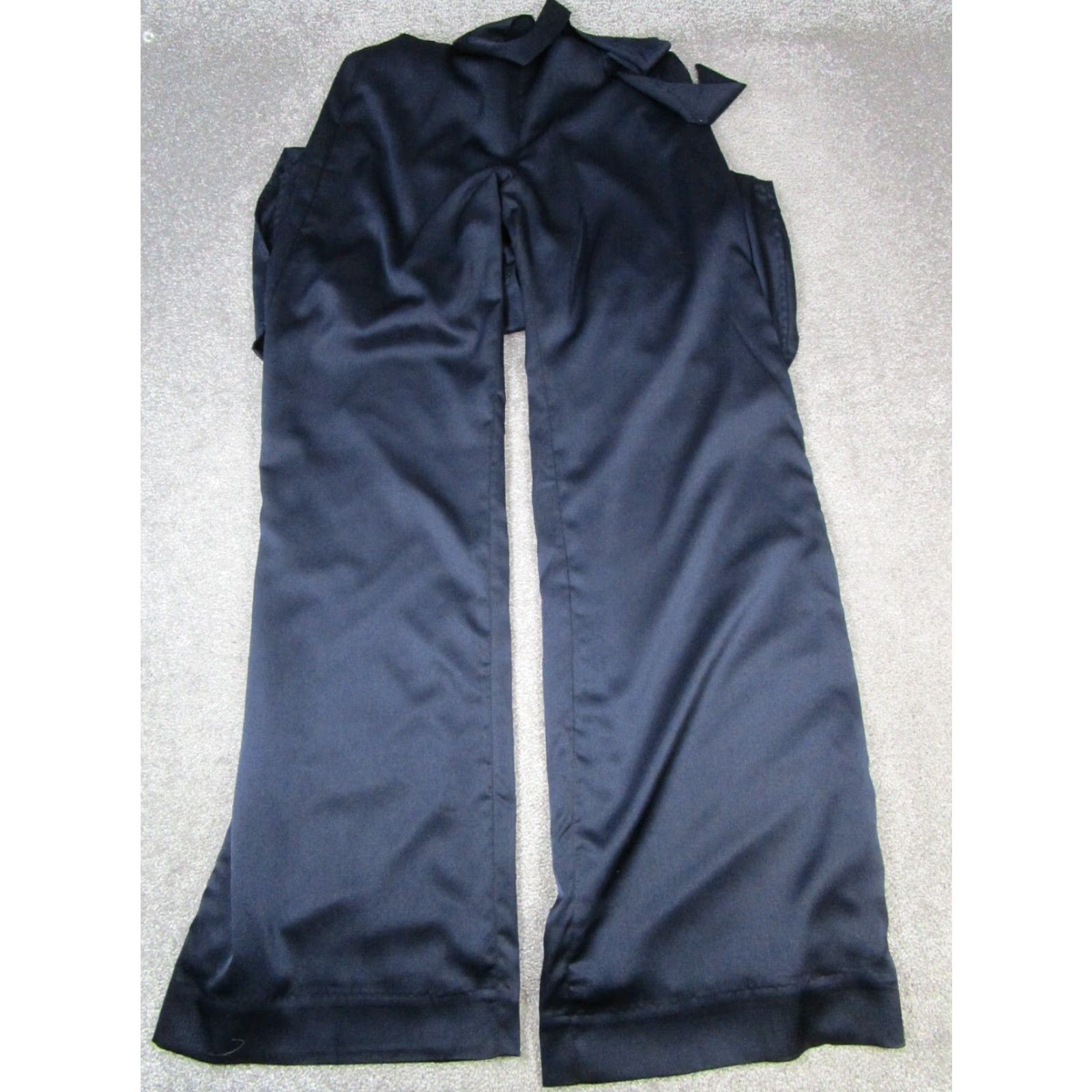 Karina Grimaldi Karina Grimaldi Isabeli Jumpsuit Women Small Blue Satin Wrap V-Neck Button Wide-Leg One-Piece Casual Party/Cocktail Travel New Size 28" / US 6 / IT 42 - 3 Thumbnail