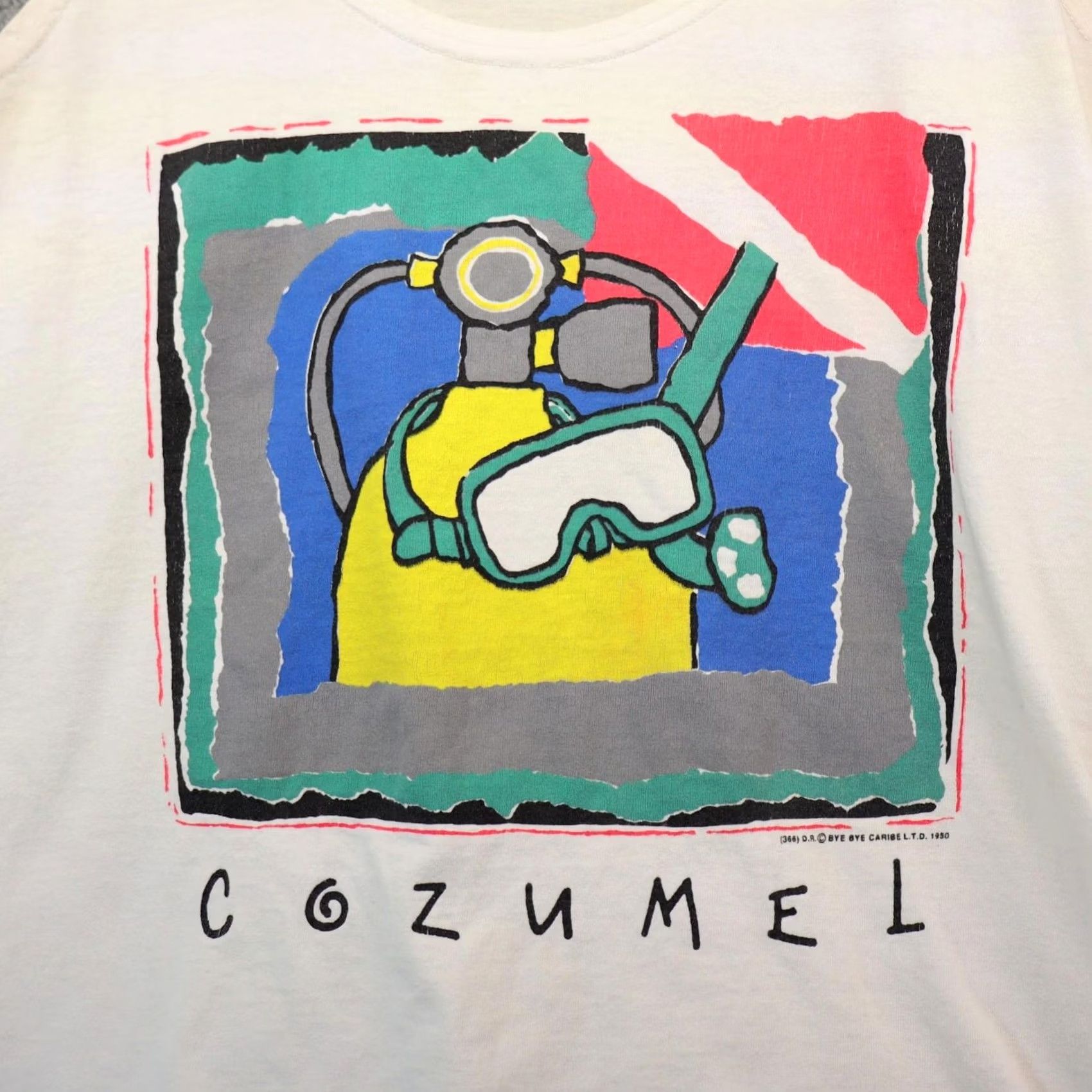 Vintage VINTAGE Bye Bye scuba diving Cozumel tank Men Medium Cotton 90s White Size US M / EU 48-50 / 2 - 2 Thumbnail