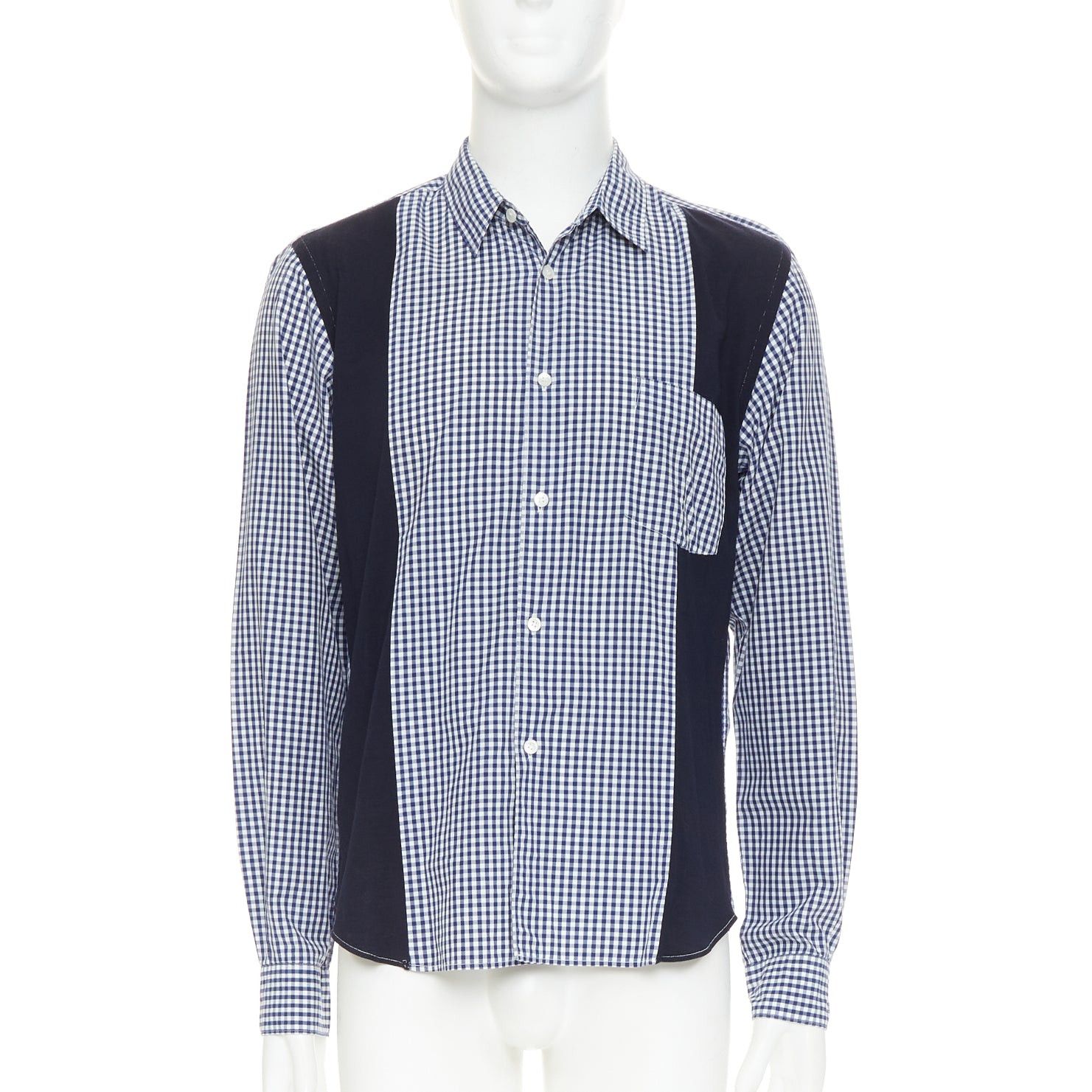 Comme des Garcons COMME DES GARCONS SHIRT 2010 white blue patchwork gingham cotton wool shirt L Size US L / EU 52-54 / 3 - 1 Thumbnail