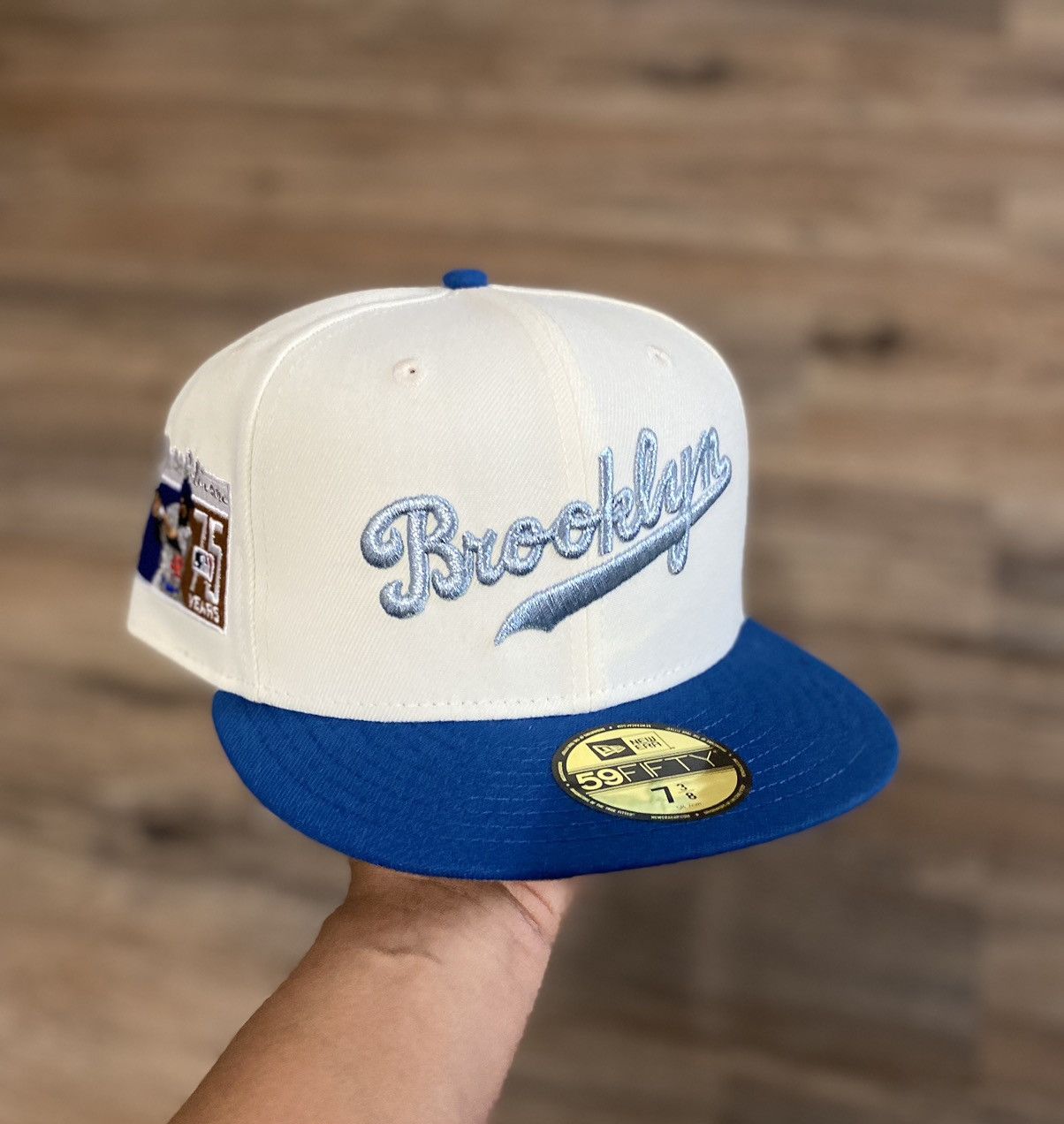 image of Hat Club x Myfitteds New Era Brooklyn Dodgers Jackie Robinson Fitted Size 7 3/8 in White, Men's