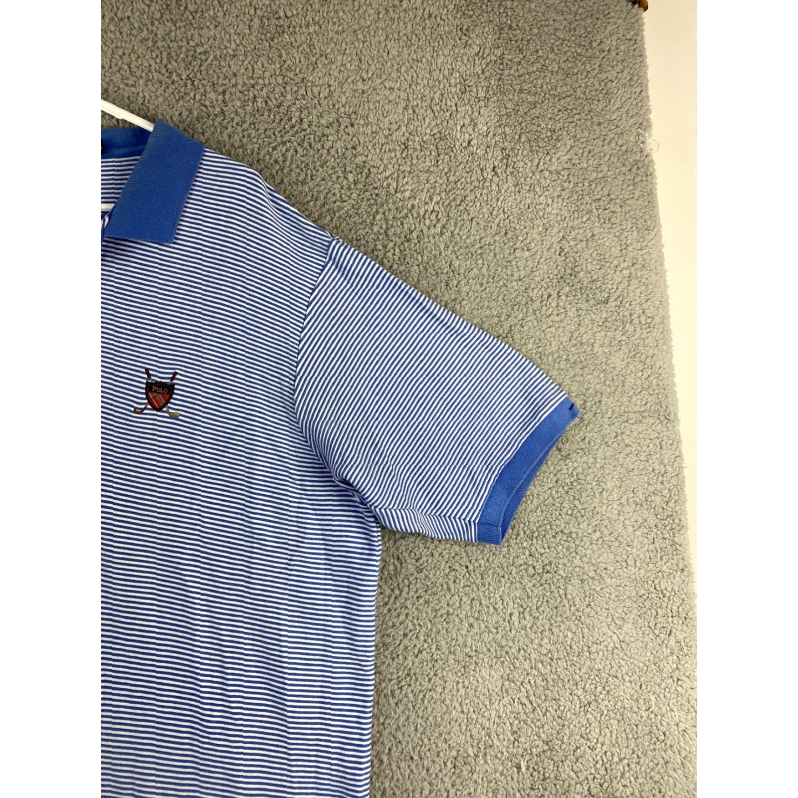 Polo Ralph Lauren VINTAGE Polo Ralph Lauren Polo Shirt Men Short Sleeve Striped Button-Down 2XL Blue / 37-11 90s Logo Size US XXL / EU 58 / 5 - 4 Thumbnail