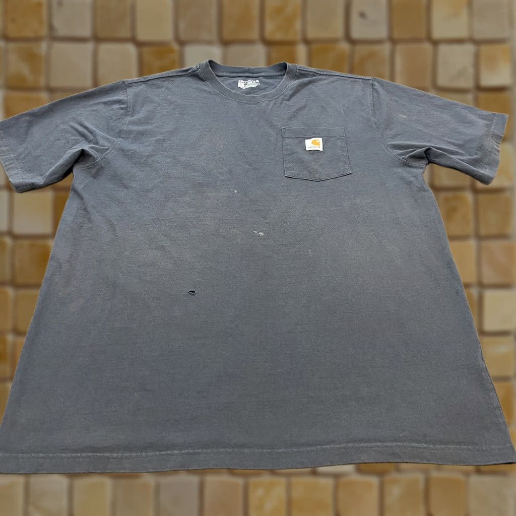 Carhartt Carhartt Pocket Shirt Mens XL Gray Distressed Grunge Logo K87 BLS Vintage Grunge All Seasons Heavyweight Cotton Shirt Mens XL Tall Size US XL / EU 56 / 4 - 1 Thumbnail